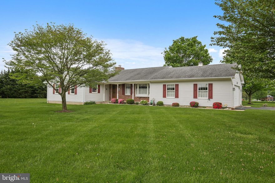 Well maintained rancher that has been gently lived in.  Spacious living room with raised brick hearth fireplace for cozy winter evenings.  Efficient kitchen with space for breakfast table and bay window,  Large dining room for entertaining  with French slider to 32x12 deck overlooking lovely level lot with mature trees and adjoining farm land.   Master suite with walk-in closet and second closet.  Master bath with whirlpool, separate shower and ceramic tile floor.  Lower level  has electric  run and one finished wall plus utility and workshop area and outside access.  Spacious two car garage.  Hereford schools.