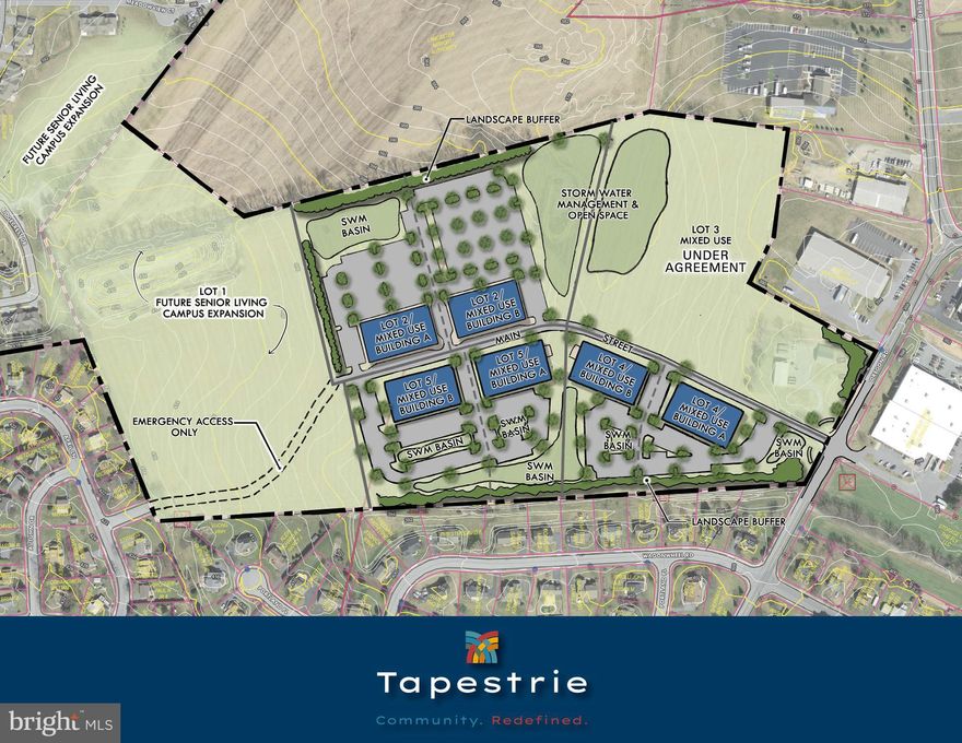 Introducing Tapestrie—a unique 50-acre development on East Oregon Road in Manheim Township, now actively seeking medical, educational, professional office, nonprofit and flex/light industrial tenants. This rare opportunity offers flexible ground lease and build-to-suit options in an Institutional (IN) zoning district, ideal for organizations looking to expand healthcare services, launch academic programs, or establish a nonprofit presence. Conceptual plans provide for six (6) buildings of 25,000 square feet each, with additional space for up to 250,000 square feet total. Minimum leasable square feet of 10,000.
Developed by the partnership of Brethren Village Retirement Community and Benchmark Real Estate, Tapestrie provides parcel flexibility to accommodate projects of all sizes. The site boasts excellent connectivity—just minutes from downtown Lancaster, Lititz Borough, and major routes including 222, 30, 272, and 501. High visibility and accessibility are ensured with E. Oregon Road frontage and convenient ingress/egress.
Located adjacent to Brethren Village, a respected continuing care retirement community, Tapestrie offers a unique synergy for service-oriented organizations. Additional site advantages include ample on-site parking, thoughtfully landscaped surroundings, and proximity to Lancaster Airport, the third busiest in Pennsylvania, providing regional air access for staff and visitors.
With utilities in place, strong municipal support, and guidance from experienced local partners, Tapestrie is development-ready. Join a forward-thinking project designed to foster collaboration, innovation, and community impact. See listing agent for more information and lease rates.