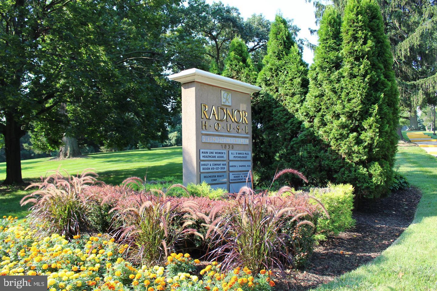 One Bedroom with Den (732 sf) on Pet-friendly floor of Radnor House .. Fantastic opportunity to live in the heart of the Main Line. Eat-in-kitchen, dining area, living room, den, bedroom. Spacious and light unit. Tenant pays Water/Sewer/Electric/Gas, Cable TV, Internet & Phone . Amenities include: gorgeous pool, BBQ and picnic area, lovely grounds, on-site permit parking, garage (if available at additional cost), storage bin, coin-op laundry, On-Site Management, Security and maintenance staff. Close to shopping, Town of Bryn Mawr, restaurants, movie theater, plus easy access to public transportation (Bus, Trolley & Regional Rail)... 476/76, Garrett Hill & Bryn Mawr are nearby. Ardmore, Wayne & King of Prussia minutes away.