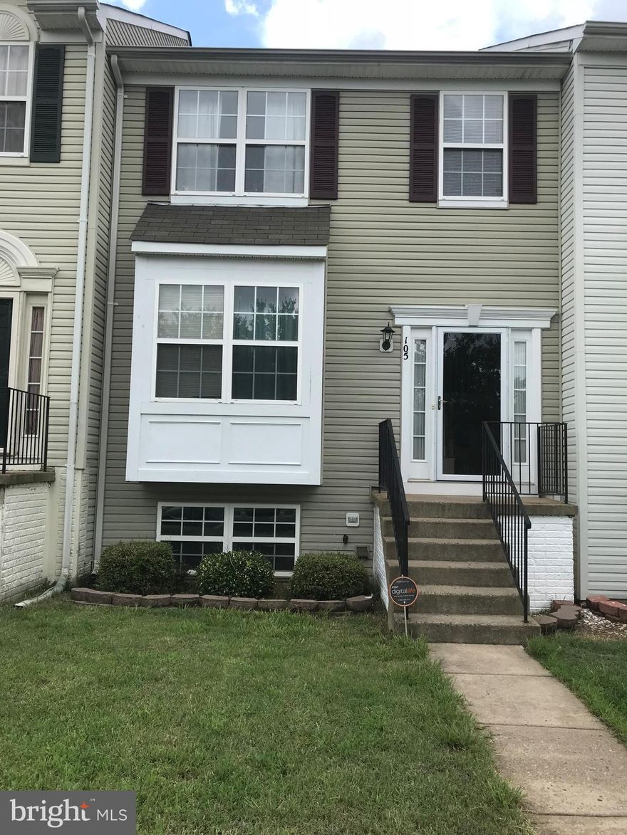 3 story town home with 4 bedrooms and 3 full baths. Finished basement w/ family room walks out to patio & fenced yard which backs to trees. Stainless Steel Appliances in kitchen. Living room w/ bay window. Master bedroom has vaulted ceiling & walk-in closet. Deck off Dining Room. Convenient location, close to commuting services, I-95, shopping & restaurants.