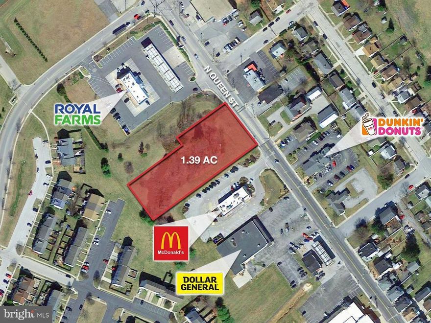NAI CIR is offering for sale 1.39 acres zoned C-3 Highway-Oriented Commercial District
in Littlestown, PA. The land sits in between Royal Farms and McDonald's and across
from Dunkin Donuts. Zoning allows for such uses as restaurants, professional offices, and
retail amongst many other uses. This South Central PA region land features high traffic
from local, commuters, and tourists alike.