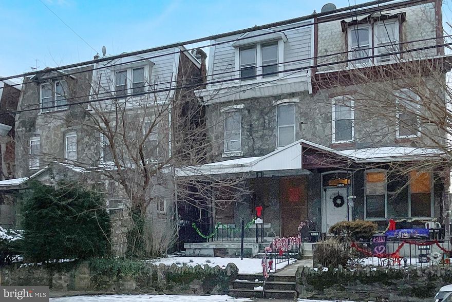 Estate Sale, Twin home, drive by, no access allowed. Sorry.  Sold as is, Cash.  Lot is 20 x 113. Big back yard.  Victorian architecture. Hot area close to Temple Medical.  Look at the beauty of this block with all twins and many restored to original.  Great opportunity. RSA 5 zoning.  This is a three story buildng for about 2/3's of the space, and the remaining 1/3 is a two story.  Brick on the three stories and stucco over brick on the 2 story.