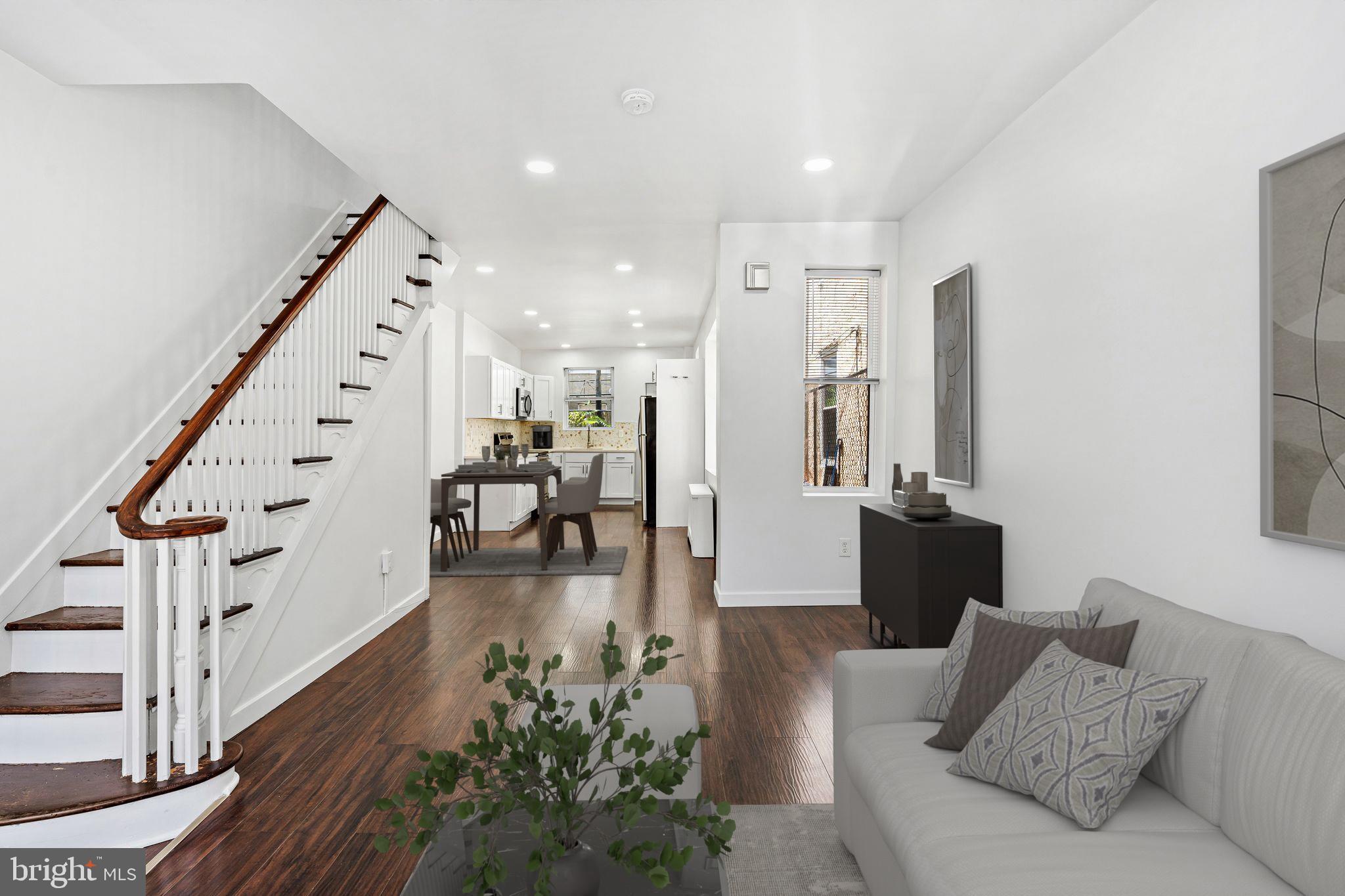 Welcome to 2130 Watkins Street a fully renovated 3-bedroom, 1-bath home on a quiet, charming block in the heart of Point Breeze, one of South Philadelphia’s fastest-growing neighborhoods. Qualified first-time buyers may be eligible for up to $6,000 in local bank grants plus the Philly First $10,000 grant—making this an exceptional value. This move-in-ready home offers 1,004 square feet of stylish living space with rich dark flooring, abundant natural light, and a bright, open layout. The kitchen features white shaker cabinetry, stone countertops, a modern hex tile backsplash with warm tones, and a full suite of stainless steel appliances. Upstairs, you'll find a spacious primary bedroom with high ceilings and large windows, two additional bedrooms ideal for guests or a home office, and a full bath with sleek gray tile and a shower/tub combo. The clean, unfinished basement includes laundry and offers plenty of storage or customization potential. Out back, enjoy a private rear patio—perfect for entertaining or relaxing. With a Walk Score of 86 and Transit Score of 70, you're just blocks from the Route 17 bus and the Broad Street Line, offering easy access to Center City. Walk to neighborhood favorites like On Point Bistro, American Sardine Bar, Two Eagles Cafe, Dock Street Brewery, and more. You're also minutes from East/West Passyunk staples like Ultimo Coffee, La Llorona, Tap on 19th, Pistolas Del Sur, Stina, and Second District Brewing. Convenient to Acme, ShopRite, Aldi, Quartermaster Plaza, I-95, I-76, the Walt Whitman Bridge, and South Philly stadiums. With low taxes, grant eligibility, and a prime location, 2130 Watkins Street is an excellent opportunity to own in Point Breeze.