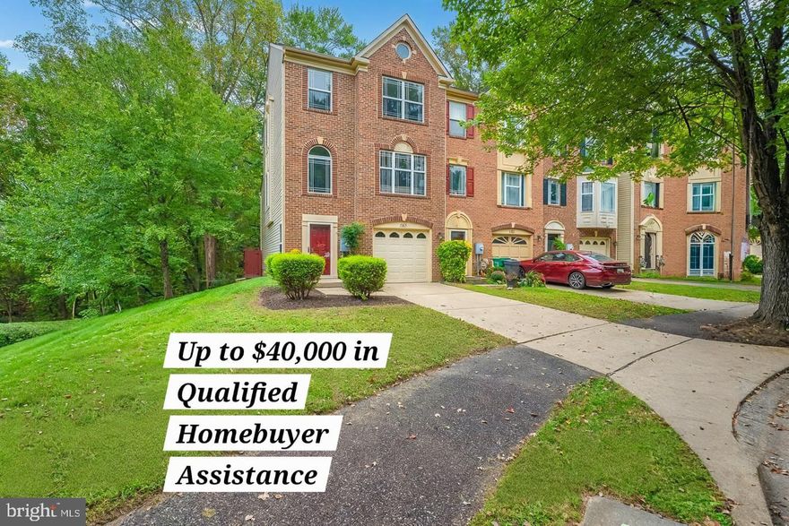 Located within Gaithersburg city limits, where eligible first-time buyers may qualify for up to $40K in 0% deferred down payment & closing cost assistance through the updated Gaithersburg DPA!!!
A Home That Balances Comfort, Style & Location...Welcome to 153 Emory Woods Court, an end-unit townhome tucked away in the serene Emory Woods community of Gaithersburg. With its handsome brick façade, spacious three-level design, and private wooded backdrop, this home offers the perfect blend of elegance, comfort, and convenience.
Step inside and you’ll immediately notice the thoughtful layout, beginning with the entry-level recreation room—a versatile space with plush new carpet, a half bath, and sliding doors that open to a fully fenced patio. Whether it’s a cozy movie night, a game room, or a casual lounge for guests, this level is designed for living and entertaining.

Upstairs, hardwood floors guide you into the sunlit family room, where a fireplace becomes the centerpiece for gatherings on cooler evenings. The open-concept kitchen is a chef’s delight—featuring generous cabinet space, a central island, and an adjoining dining area that makes hosting effortless. From here, step outside onto your private deck, perfect for enjoying your morning coffee or a quiet moment surrounded by nature. Another half bath adds convenience to this level.

The top floor is a retreat of its own. Freshly painted with brand-new carpet, it offers three generous bedrooms, including a spacious primary suite with a walk-in closet and an ensuite bathroom. Two additional bedrooms share a second full bathroom, providing ample room for family, guests, or a home office.

This home also boasts a one-car garage with space for two more vehicles in the driveway, plus plenty of guest parking nearby. And when it comes to location, it doesn’t get much better—moments from I-270, ICC-200, shopping, dining, and all the amenities Gaithersburg is known for, while still being tucked into a quiet, tree-lined neighborhood.

With 2,376 square feet of finished space, multiple living areas, and a peaceful wooded setting, this property isn’t just a townhouse—it’s a home that’s been loved, cared for, and now ready for its next chapter.