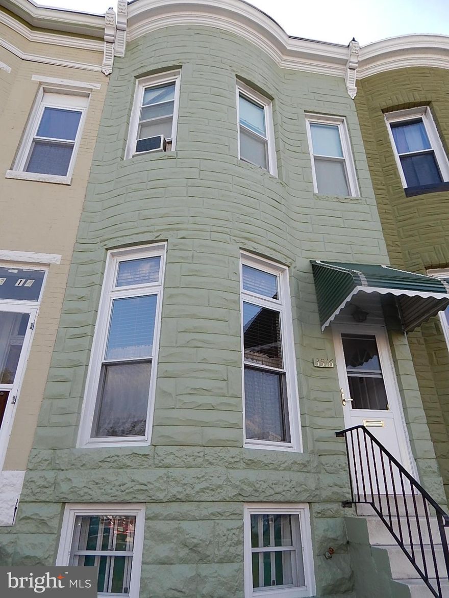 Really cool bow front--Classic Hampden! 4 bedrooms/1 bath/Finished bsement. 1st floor laundry. As is but very nice with many updates. Brand new rubber roof. 1/2 block to the Avenue. A few blocks from JHU campus. Few blocks from Roosevelt Rec and pool,  Wyman Park, the new Rotunda development. Easy access to I-83.