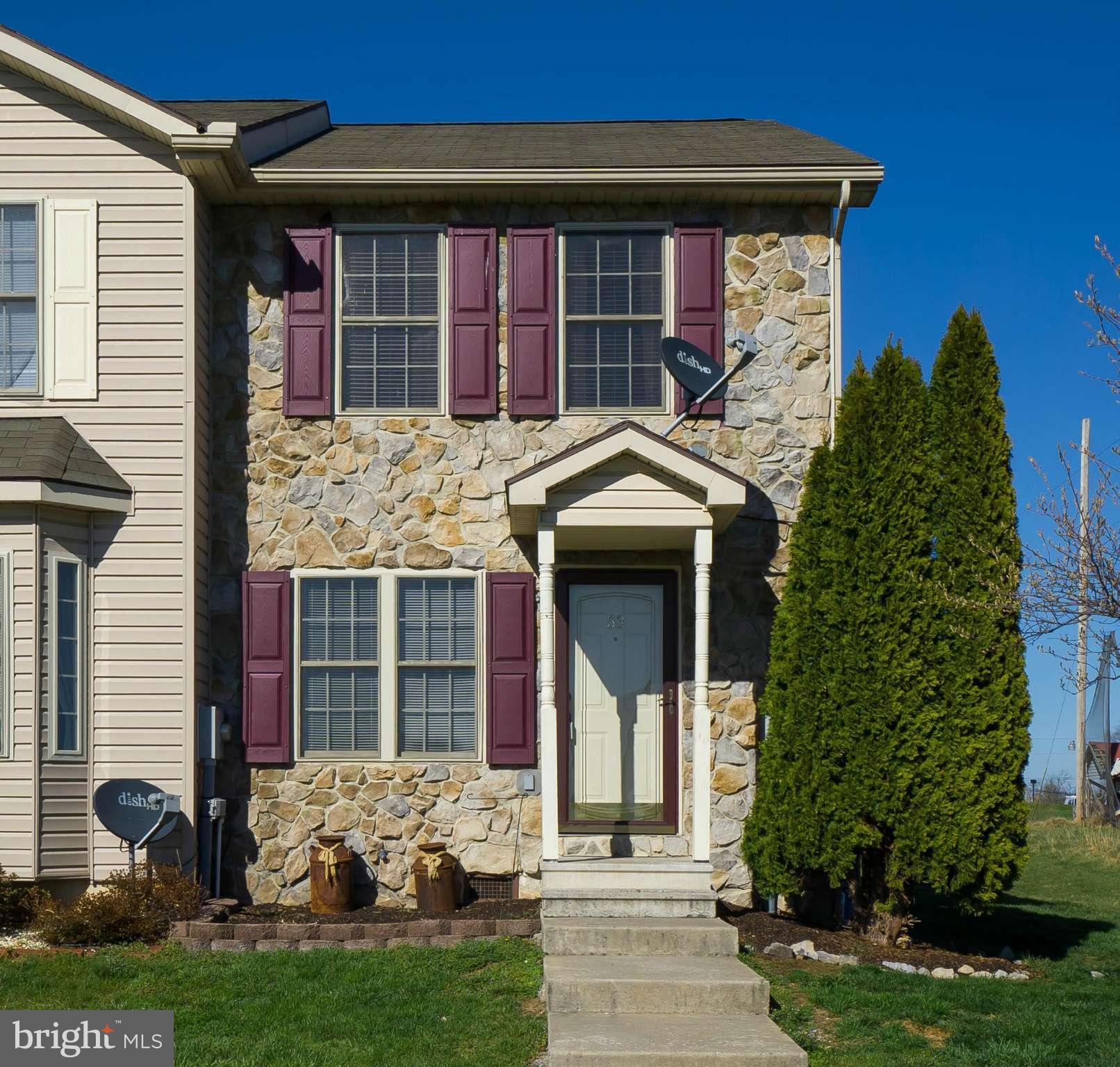 Move in ready end unit town home in wonderful commuter location; only minutes to I81! Easy maintenance laminate flooring in large living room, kitchen/dining combo with all appliances and 2 spacious bedrooms on second level. Nice deck. Why rent when you can buy this for $0 down, and pay $529.04(p&I), less than rent! Some restrictions apply.