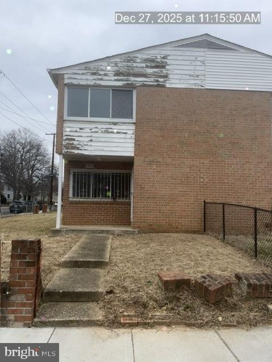 3bed/1.5bath, 2 level, semi detached home in Deanwood.  Brick home with lots of potential, across street from public high school.  Seller name is Federal Home Loan Corporation.