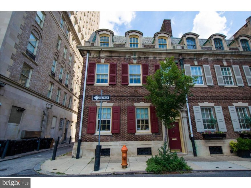 Unique opportunity to own a 25ft wide historic property on exclusive Rittenhouse Square Street with parking! Currently set up with 4 bedrooms, 3 full bathrooms and 2 half-baths. Original character through-out along with large rooms and high ceilings. Current set-up is perfect for work/live. First floor & finished basement currently used as office space by a law practice, and the 2nd & 3rd floors, recently a residence, are currently being used as offices, with many upgrades and an updated full kitchen with door to deck. Parking is attached in the rear of the property for 1-2 cars. This residence is ripe for use as a single family residence ? just bring your architect!