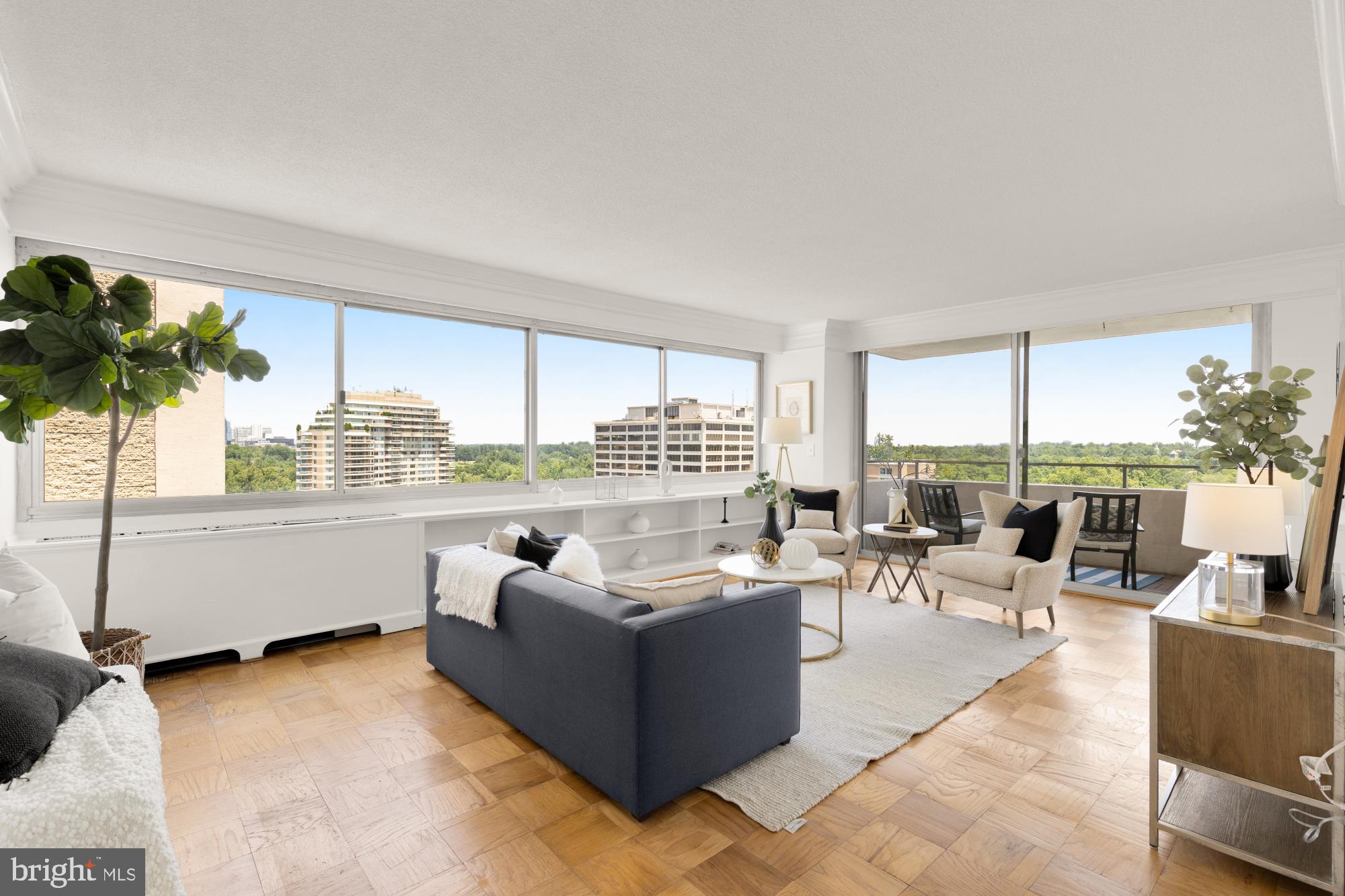 Discover this bright and spacious 2-bedroom, 2-bathroom condo on the 23rd floor of The Willoughby, offering unparalleled light and stunning views from a huge private balcony. This beautifully updated home features an upgraded kitchen, a large formal dining room, two well-sized bedrooms with abundant closet space, and two bathrooms that have both been tastefully renovated Plus, enjoy the convenience of an assigned, separately deeded parking space—an invaluable perk in this prime location!
Located in the heart of Friendship Heights, The Willoughby offers an array of top-tier amenities, including a rooftop pool and sun deck, fitness center, 24/7 concierge and secured entry, an on-site mini-market and Italian restaurant, and even a complimentary shuttle to the Metro and shopping. Enjoy the best of city living with convenience, luxury, and unbeatable views!
Don’t miss this incredible opportunity—schedule your tour today!
