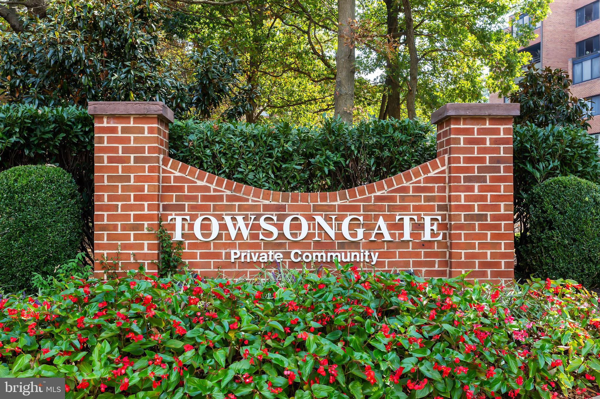 Great opportunity to own in the sought after condominium community... TOWSONGATE. A secluded and private community located in a park like setting in Towson, minutes from Towson mall and adjacent to Goucher College and easy access to main roads and the beltway. Each room offers a beautiful view! "Immaculate" is the word to describe the condition of this 5th floor end unit with neutral colors throughout. The open and spacious living room and dining room are just steps from a large balcony... all lending themselves to gracious entertaining and grand sunsets. The spacious kitchen is abound cabinet space. The grand master bedroom includes not only a great master bath, a large walk-in closet and dressing area. The laundry/utility room provides for extra storage. Priced to sell and ready to move into today!