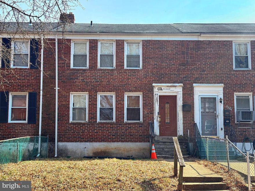 REAL ESTATE AUCTION featuring ON SITE and SIMULCAST ONLINE BIDDING!! Online Bidding Opens - Tuesday, April 1, 2025. Live On Site Auction - Thursday, April 3, 2025 at 12:00 noon. List price is opening bid only. 4009 Edgewood Road is located in the East Arlington neighborhood of Northwest Baltimore City. Surrounding neighborhoods include Park Circle, Ashburton and Towanda-Grantley. Commuting options are in abundance near this home; the West Coldspring Metro Station is within a half mile, several bus lines are within a half mile, Liberty Heights and Park Heights Avenues are within a half mile, I-83 is within 3 miles. Grocery stores, restaurants and other entertainment venues are within a few miles of the home for resident use. For nature and outdoor lovers, Druid Hill Park and Cylburn Arboretum are within 10 minutes from the property. Major employers in the area include Sinai Hospital, the shops at Mondawmin Mall and the Social Security Administration.