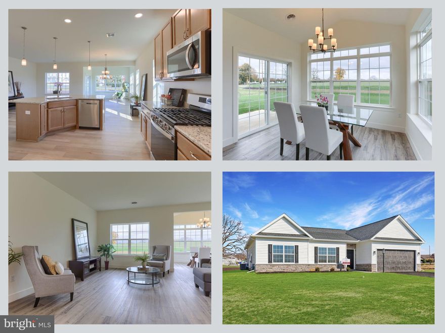 Enjoy one level living with our move in ready Willow II, ranch open floor plan. Ask about our $4000 incentive on this home! This home features an upgraded designer kitchen with center island and granite countertops. All cabinets are maple wood and includes soft close doors and drawers. The kitchen also offers a pantry, natural gas cooktop, stainless steel appliances and recessed lighting.  The Sunroom addition offers flexible living space perfect for sitting room or dining area with lots of natural light and vaulted ceiling. Also offering 3 bedrooms, 2 1/2 baths a study/den, living room and dining room. The primary suite has an attached ensuite full bathroom with 5ft walk in shower plus large walk in closet, 2nd clothing closet and linen closets. Two car attached garage and patio. This home qualifies for an additional incentive for buyers that can move in quickly, contact us for more details. Meadow Lane Farms is situated on 185 acres of scenic farmland in the heart of Lebanon County. There are walking pathways, connects to Gloninger Woods Park and Rails to Trails.  It is conveniently located just minutes from shopping along the Routes 422 and 72 corridors, and is an easy commute to Harrisburg, Hershey and Lancaster areas. OPEN HOUSE HOURS- Sat and Sun 12pm-4pm Mon 1pm-4pm, Wed 4pm-7pm and Fri 1pm-4pm.