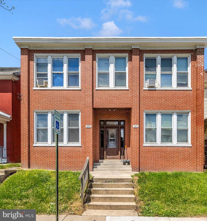 Don't miss this opportunity to own this solid all brick 4 unit apartment building.  4 - 1 bedroom 1 bath unit building.  Per the city each of the 4 units are considered 1 bedroom with a den and 1 full bath. Units are nice and spacious with high ceilings and the second floor has additional attic space.  Main level units have additional storage space in the basement level.  All units have washer/dryer hookups.  There is off street parking in the rear easily accessible.