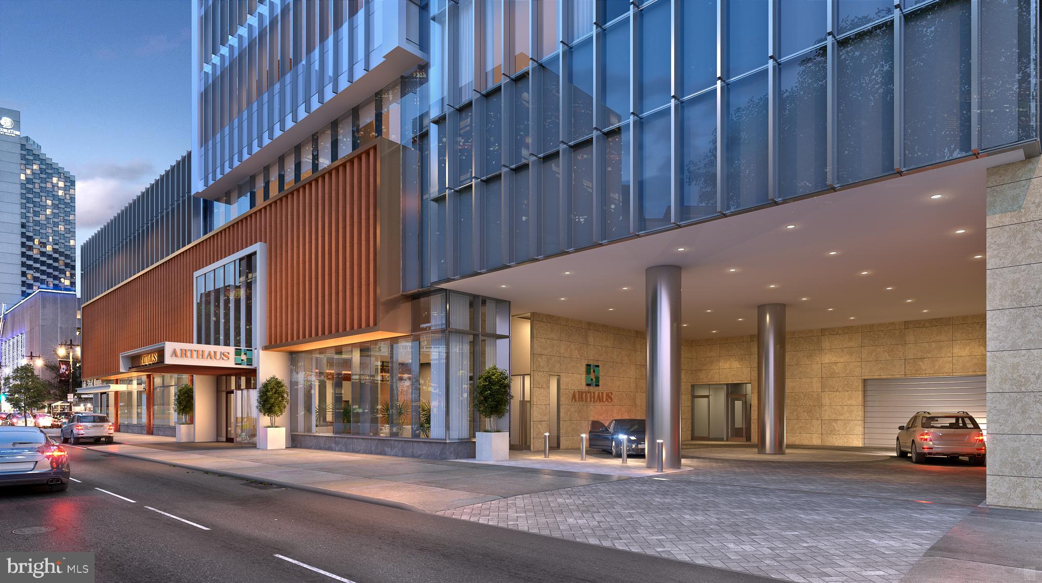 Arthaus is designed by the world-class architects at Kohn Pedersen Fox. Their award-winning, awe inspiring creations grace the skylines of major cities around the world. And now, Philadelphia gets its own KPF pinnacle of achievement with Arthaus. Arthaus is a modern masterpiece of architecture located in the heart of the Philadelphia arts scene on the Avenue of the Arts. It is unique, dramatic and unrivaled in how it looks and how it lives. The design is a monumental tour de force, a stunning display of vertical and horizontal lines of glass and concrete forever changing the look of the Philadelphia skyline. For a life of unrivaled pleasure, Arthaus has more than 36,000 sq.ft. of indoor and outdoor amenities unprecedented in the City. The extensive amenities area is highlighted by the full scale sky garden with outdoor planting beds and a large four seasons greenhouse, 75' lap pool and hot tub with adjacent fitness center overlooking the Kimmel Center, outdoor terrace with seating, fire pit,grill stations, and reflecting pool.
This half floor unit, is all about the city and river views. This unique home offers multiple outdoor spaces just shy of 1,600 square feet complementing almost 2,500 square feet of indoor space. The primary bedroom features city and water views from the primary bedroom balcony. The primary bath also boasts water views from the Badeloft soak-in tub. The eat-in kitchen is finished with Poggenphol cabinetry, a full SubZero/Wolf package including the under-counter wine fridge and 30” E series wall oven. The custom Arabesque Guartz countertop island seats 4 comfortably. The Great Room is stunning with 180® views of the city and rivers, built with Custom built-ins and a gas fireplace. The south facing balcony views down the Delaware River and city stadiums. The outdoor terrace off the dining room is perfect for intimate group parties under the stars. Arthaus is exquisitely designed and exceptionally well located on The Avenue of The Arts, the epicenter of Philadelphia's vibrant art, music and restaurant scene. Above all, it is the art of living well, perfected. 10 Year Tax Abatement. Includes parking for one car.