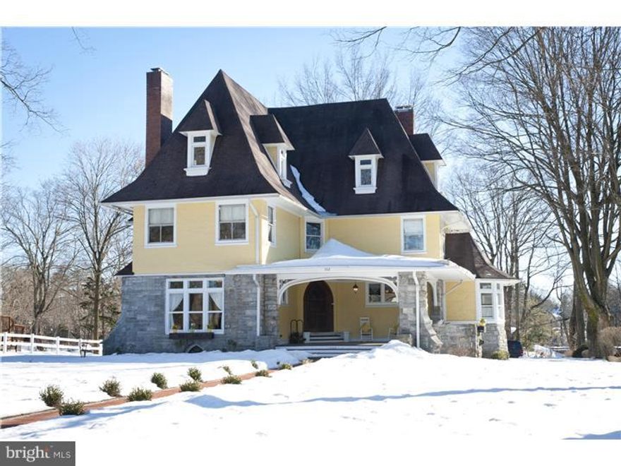 Come see this lovely grand dame that has gracefully adorned the North side of St David's for over the last 100  years!! This arts and crafts style home was designed by well know architect George W Maher and built in 1896.It has always held a commanding corner presence while gracefully blending  into the established and sought after Walk to Wayne neighborhood. Although grand in stature the inviting front covered porch welcomes one into this classic beauty with architectural details of a by gone era. The circular Foyer conveniently opens to all of the main rooms on the First floor offering a wonderful family friendly flow not found in many homes of this age. Gleaming hardwood floors lead into the large Gathering Room that has a gorgeous fireplace and is flanked by classic built-ins. The formal Dining Room is streaming with natural sunlight from rounded windows and has an inviting fireplace for fireside dinning. The Dining Room leads into the updated Kitchen which  been masterfully restored to be in keeping with the age of the home. It features exposed brick, classic white cabinetry with open shelving, subway tile, stainless steel appliances, center island, granite countertops, and eat in Breakfast area. A convenient  Mudroom, adorable Powder Room, and Office/Music Room complete the first floor. The stunning hand carved staircase with amazing arched detail leads one to the 2nd floor here you will find a lovely Master Suite with gas fireplace has a luxurious marble bathroom. There are 2 additional  generous sized Bedrooms with updated Hall Bath featuring original tilework. The spacious  Third Floor has soaring ceilings with another two  Bedrooms, and wonderful Playroom/Theatre Room, and brand New Bath. This magnificent Radnor Township property sits on a beautiful one acre lot and offers the perfect blend of a home rich in history that has been renovated, enhanced, and lovingly maintained over the years!!