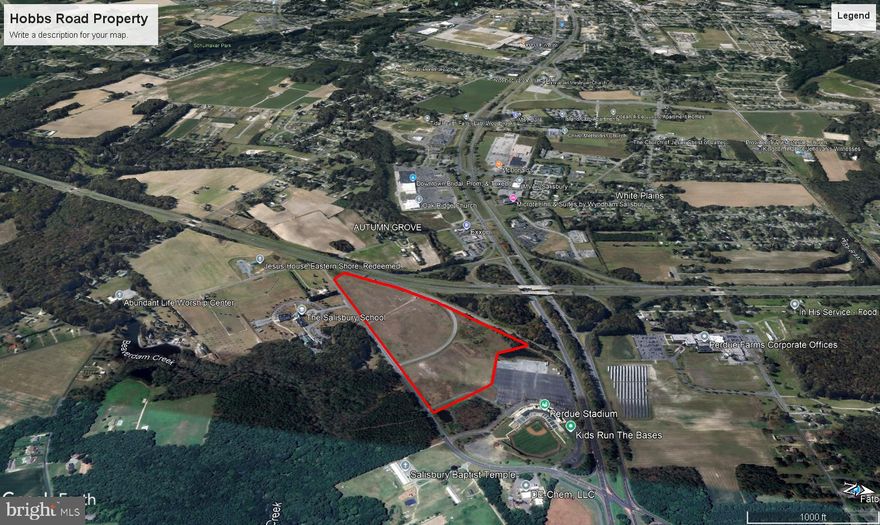 Hobbs Road Development Property with a total of 39.37 acres consisting of two parcels of 27.59 acres & 11.78 acres all zoned Regional Commercial. 
The location has access to major regional highways on nearby Rt.50 and Rt.13 Bypass located next to Arthur W. Perdue Stadium, Home to the Delmarva Shorebirds a Minor League Affiliate of the Baltimore Orioles.
Small utility building located on Easement with Maryland Broadband Cooperative.
Amended And Restated Annexation Agreement with City of Salisbury signed February 10, 2025.