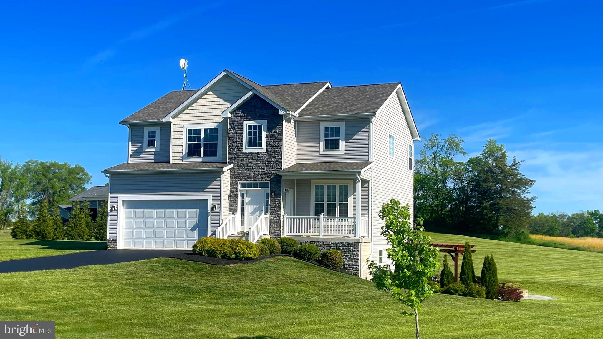 Located in the gated community of Lord Fairfax Estates, this 7 years young, lightly used home is awaiting a new owner to enjoy its open floor plan and spacious, level 2+ acres with rural vistas. 4 Bedrooms, 3.5 baths, 20x16 rear deck, 28x16 stamped concrete patio, an oversized 2 car garage with 10'+ ceilings and a huge kitchen with breakfast bar are certain to check all of your wish-list boxes. With plenty of room to expand, build a pool, grow a garden, you can be certain that this oasis will provide the comfort, serenity and convenience for which you have been searching. Located between the quaint village of Shepherdstown and the commercial hub of Martinsburg, you will are able to bike the historic C&O canal, fish the Potomac River, tour Antietam Battlefield and still be within minutes of all commuting and commercial conveniences.