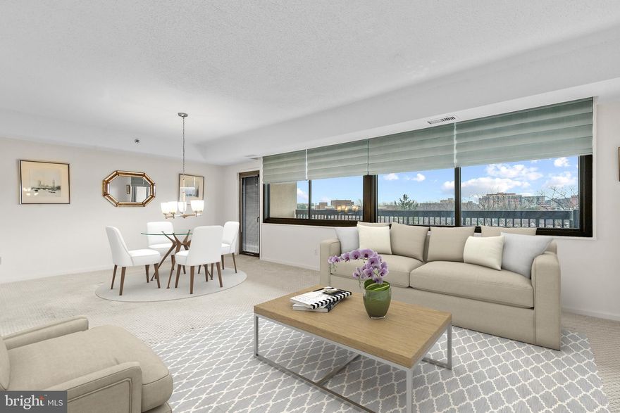 Spacious 2 BD 2 BA unit with app. 1400 sq ft of living space! Huge, light and bright open concept living/dining area with walkout to large balcony. Kitchen with white cabinets and stainless steel refrigerator. Unit features two large bedrooms and two full bathrooms, as well as plenty of storage throughout (closets, coat closets, linen closets, etc.).  Washer/dryer in unit.  Garage parking space included. Skyline House offers a host of fantastic amenities, such as 24-hour security, pool, party & exercise rooms, roof-top deck, and more! Desirable Falls Church Skyline location, conveniently located near shopping, grocery stores, restaurants, and more! Curbside Metrobus service! Easy access to Interstates 495, 395, and 66, as well as Route 50 - and just minutes from Shirlington, Pentagon City, and Amazon HQ2! $1200 carpet credit with great offer!