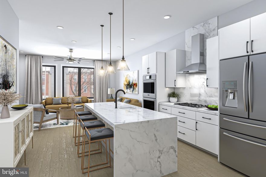 Extra large, 20 foot wide new home at Artist Village, Philadelphia's brand new exclusive community of stately residences. With its prominent location at 17th & Bainbridge Streets in the heart of the historic Graduate Hospital, this unique enclave of homes will transform an entire city, bringing new life to a treasured neighborhood. Developed by The Regis Group & Ingerman Company, the first phase of Artist Village offers twelve luxury townhomes running parallel down 17th St and Colorado St. Each residence has been expertly designed, by JKRP Architects, with a layout that perfectly blends form with function. Every home will have private 1-2 car garage parking, an expansive roof deck - three outdoor spaces total, a tax abatement, elevators in the 17th Street homes and smart-home technology throughout plus the homes on 17th Street each have an elevator! A handsome brick facade greets you at the home's exterior. Once inside, you'll discover a completely open main level with a living room and dining area filled with natural light from tall windows. The stunning chef's kitchen, adorned with top-of-the-line appliances, custom cabinetry, and designer finishes, is sure to become the heart of the home! The lower level has the all-important 1-2 car garage parking and a bonus space ideal for a home theater, playroom, or gym. The second level has two bright bedrooms, two full bathrooms, and a conveniently located laundry closet. The primary suit covers the entire third level, acting as a private retreat. There's a large bedroom with great natural light, a custom walk-in closet with space to share, and a luxurious bathroom fitted with a double vanity, soaking tub, rainfall shower, and a water closet. Topping off this amazing home is a one-of-a-kind bi-level roof deck! With a powder room and wet bar equipped pilot house, tons of space to spread out, and mesmerizing views of the city, this is an entertainer's paradise! Not only is Artist Village a fantastic development, it's in an equally fantastic neighborhood. This highly sought-after Graduate Hospital location earns a WalkScore of 97! Nearby, South Street is lined with local restaurants, shops, and markets. Fine dining, luxury shopping, and lively entertainment can be found in neighboring Rittenhouse Sq, plus Target, Sprouts Farmers Market, and Wine & Spirits are less than a 10-minute walk. This central location also provides easy access to Broad St, Washington Ave, Jefferson Hospital, Pennsylvania Hospital, University City, and I-76. Artist Village presents a rare opportunity not to be missed. The time is now to reserve your home, customize your finishes, and plant your roots in Graduate Hospital's next chapter. The top floor flex space can easily be converted into a fourth bedroom; a door can be added for privacy. Taxes and square footage are the responsibility of the buyer to have verified. Association fees are TBD. Photos/renderings are for marketing purposes only and may not portray actual finishes.