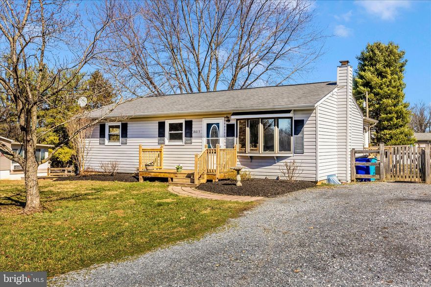 Enjoy the perfect blend of peaceful country living and convenient access to town in this delightful 3-bedroom rancher set on just shy of a half-acre. The home features a beautiful rear addition that provides extra living space. Gleaming hardwood floors, fresh paint, beautiful bay window, kitchen/dining combo, and a nice size pantry. Step outside to a spacious, fully fenced backyard—perfect for entertaining, pets, or simply relaxing. Ideally located just minutes from all the shopping, dining, and conveniences of Northern Frederick, this property offers a private, tucked-away feel while still being close to everything. Experience the best of Frederick County living with open fields, charming views, and a place to truly call home.