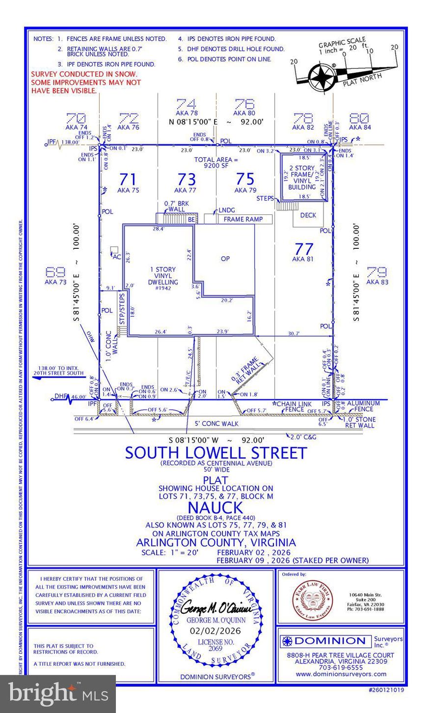 A rare opportunity in the heart of Arlington—1942 Lowell Street offers four lots totaling 9200 square feet in one of the area’s most sought-after and rapidly evolving neighborhoods. Surrounded by beautifully renovated homes and impressive new construction, the potential here is truly exceptional for redevelopment, investment, or creating a custom home from the ground up.

Just moments from the shops, dining, and entertainment of Shirlington Village, the location also provides easy access to parks, trails, and major commuter routes. You’re minutes to Pentagon City, Georgetown, National Airport, Amazon HQ2, and the Pentagon—making this a highly convenient and connected setting.

Zoned R2-7 (Residential Vacant Lots with single-family and townhouse potential), the property offers flexibility for a variety of residential uses (buyer to verify). Whether you’re a builder, investor, or end user looking for long-term value, this is a standout opportunity in a premier Arlington location.

Estate sale. Four lots are being sold together. Buyers should perform their own due diligence regarding zoning, development potential, and intended use.