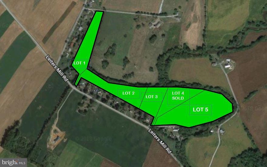 Beautiful 5.67 acre lot on Leiters Mill Road (Lot 1).  House packages available through Grossnickle Construction or bring your own builder.  Lot 1 and Lot 2 are the only remaining lots.