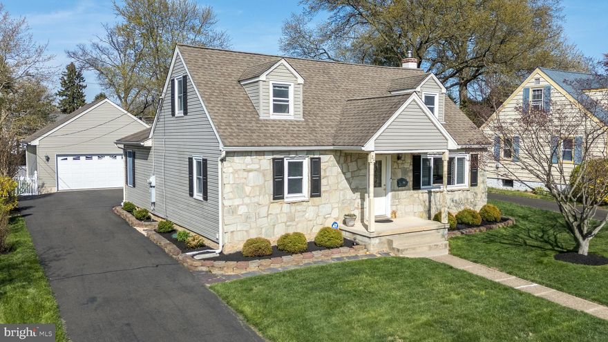 Welcome home to this charming Cape Cod, where warmth and comfort greet you at every turn. This inviting property offers three well-sized bedrooms and a thoughtfully designed layout perfect for both everyday living and entertaining.  The bright and sunny living room welcomes you with abundant natural light and a comfortable atmosphere, enhanced with new Hunter Douglas window treatments, creating the perfect space to relax or gather with family and friends. The expanded kitchen is truly the heart of the home, featuring a center island with seating, stainless steel appliances, 2  pantries, tile backsplash and a convenient built-in desk area. It flows seamlessly into the dining space, featuring  a cathedral ceiling enhanced by 2 skylights, with patio door that opens to a covered rear patio and a step down to an uncovered patio—ideal for relaxing or hosting large gatherings.  The primary bedroom serves as a peaceful retreat, complete with 2 closets, one is a walk-in closet and an updated private en-suite bath featuring built-ins and a new glass shower door. A well-appointed hall bath serves the additional bedrooms. The two first floor bedrooms feature Hunter Douglas room darkening shades.  Upstairs, you’ll find the third bedroom along with a versatile office space, an area filled with natural light and an additional walk-in closet.  The lower level adds valuable flexible space, offering an area for exercise or playroom,  along with a conveniently located laundry room. Recent updates include fresh paint in most rooms, new luxury vinyl flooring in the living room, a ductless mini-split system on the second floor (2023), a new hot water heater (2024), new garage door opener (2025) and re-stuccoed chimney (2023).  You'll also find an April Aire humidifier and a humidex.  Outside, enjoy a fenced yard and a detached two-car garage with an electric opener and an overhead loft with flooring—perfect for all your storage needs and an attached rear shed (outside on the rear of the garage).  Ideally located in the award winning Hatboro-Horsham School District and within walking distance to downtown Hatboro’s restaurants, breweries, and coffee shops, this home is set in a vibrant community just a stone’s throw from local parks, providing ample opportunities for outdoor activities and relaxation. This delightful home blends classic charm with modern updates and provides the lucky buyer with a one year America's Preferred Home Warranty.