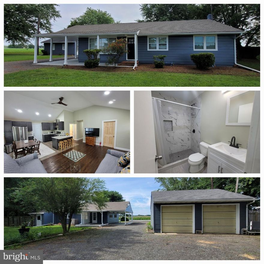 Affordable Updated Country Rancher!   Come check out this newly updated modern ranch home just outside the Town of Galena and minutes from Route 301 for commuting.  Home features an open floor plan with vaulted ceilings, upgraded kitchen with granite countertops and breakfast bar.  Hardwood floors throughout the home with ceramic tile baths and shower surrounds.   Full unfinished basement perfect for rec space and chimney for wood or pellet stove.   Detached 2 car rear loading garage,  and 2 additional equipment sheds/barns.  Surrounded by beautiful open farmland and just a few minutes to town for necessities.