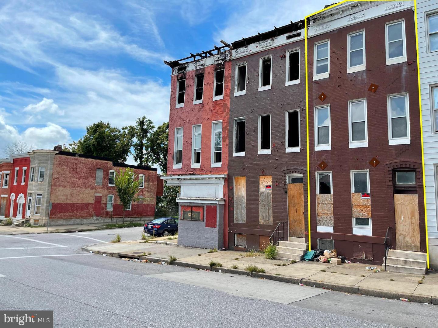 Needs work. Sold as is - per old listing "Brick townhome configured for 3 units. Each floor contains a kitchen, living room, 1 bedroom and 1 bathroom"