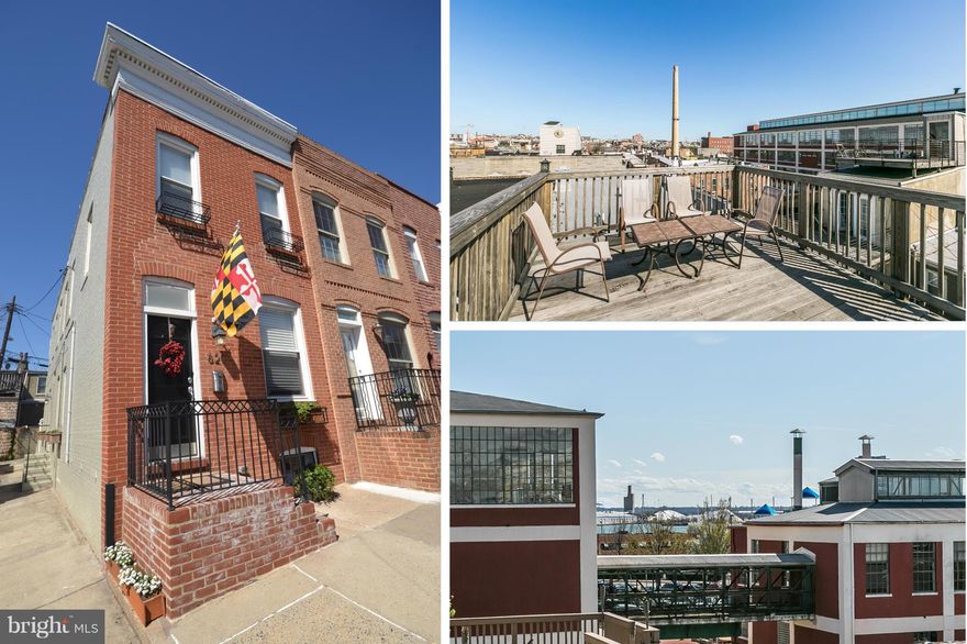 Gorgeous End Unit - Great Canton Location! Rehabbed In 2009. Full Of Natural Light. Oak Hardwoods & Exposed Brick Throughout. Gourmet Kitchen w/ Island, SS Appliances, Granite & Lots Of Cabinet Space. Master Suite w/ Jacuzzi Tub & Shower. UL Laundry. Large Dry Basement, Potential to Finish. Parking Available At Can Co. Rear Courtyard & Fantastic Views Of Water, Boh Tower & Downtown From Roof Deck!