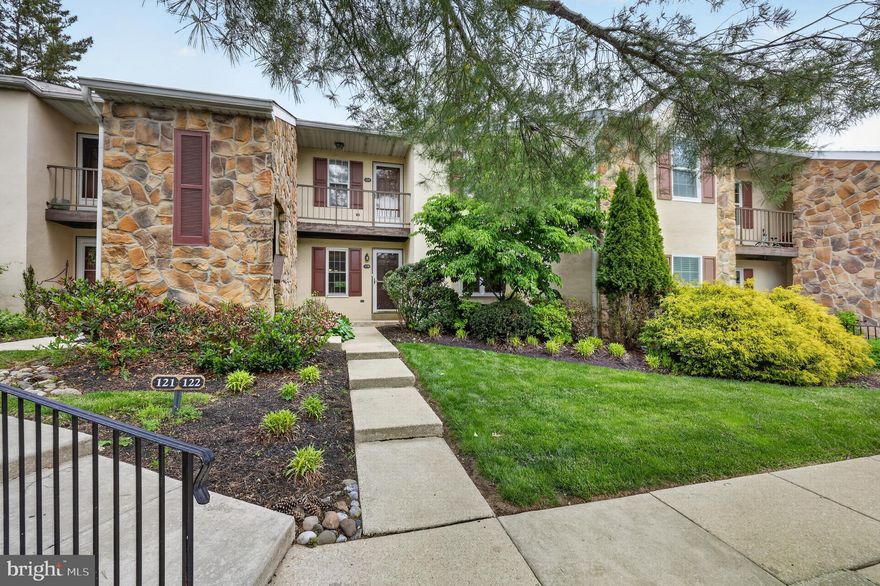 Welcome to 119 Valley Stream Cir, a stunningly updated first-floor residence in the heart of nationally-ranked Chesterbrook. Whether you are looking for a top-tier primary residence or a high-performing investment, this turn-key 2-bed, 2-bath unit delivers. Freshly painted throughout and professionally deep-cleaned, the home features a complete refresh including brand-new bathroom vanities and many fresh touches and enhancements. Two exterior storage spaces are included.
The open-concept living area flows into a chef’s kitchen featuring crushed-quartz countertops, stainless steel appliances, and a stylish tile backsplash. Enjoy the rare convenience of dual French door access to your private patio from both the living room and the primary suite. Located in the #1 ranked Tredyffrin-Easttown School District, residents enjoy a "live, work, play" lifestyle with immediate access to Wilson Farm Park, miles of hiking/biking trails, and major employment hubs in King of Prussia and Philadelphia. Low-maintenance living at its finest—all appliances included!