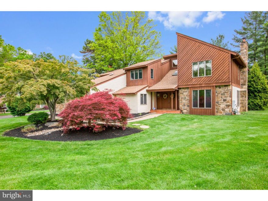 Welcome to this custom contemporary home in the prestigious Biddle Estate neighborhood in Huntingdon Valley! Enter this home through grand double doors into a 2 story foyer with sky lights and a magnificent floating staircase. The office/library has floor to ceiling built-in bookshelves and large windows. The living room offers a sense of home and coziness with large windows and a marble fireplace. The kitchen has been updated with granite countertops, stainless steel appliances and island that leads to a breakfast area and family room with a 2nd fireplace! The first floor is further enhanced with a large dining room, half bath and hot tub room that leads out to the back deck!  The 2nd floor features a large master suite topped off with a 3rd fireplace, vaulted ceilings, walk in closet, and a master bathroom with a stall/steam shower and jacuzzi tub. The 2nd floor is highlighted by 3 additional oversized bedrooms, a full bathroom and a full laundry room! The full basement has been finished and serves a variety of uses for entertaining, office space and storage. Offering ample storage space and a half bath, this basement offers easy living for everyday use. Sitting on a corner lot leading into a cul-de-sac street, this home is completed with mature landscaping and a private wooden deck in the tree lined backyard. Located in the Award Winning Abington School District, this home boasts a convenient location that is close to SEPTA regional rail lines for quick commutes to Center City, Trenton and NYC, major highways, entertainment and shopping!