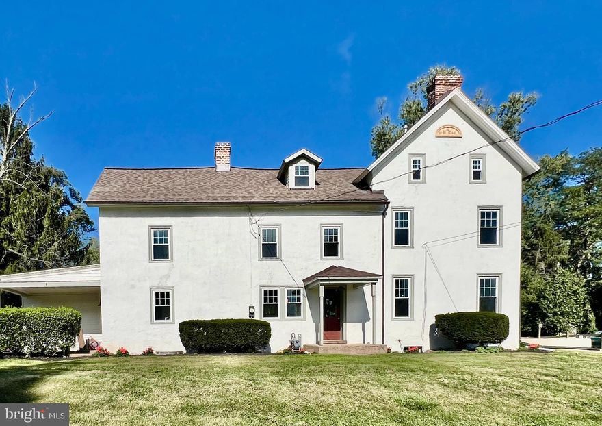 *Rare Farmhouse Circa 1846 in Abington Township.* Said to be the original land owner for this section of Crestmont. Still the largest lot with over half an acre of land! A stone well still exists in the backyard along with what is still visible of the root cellar (which was buried at some point in time), and a large storage shed. The interior of this magnificent home is a work of art with original built-ins in the dining and laundry room and all 4 original fireplace mantles. The kitchen is full of farmhouse character with deep window sills, a grand fireplace, new gray stone cabinets graced with gray quartzite countertops. A kitchen hutch in a barley tone with repurposed wood lathe and an antique island to add to the homes natural charm.  The living room's grand presence includes high ceilings, beadboard, and wainscoting  with a wood or coal burning fireplace. 3 bedrooms and 1 full bathroom located on the second floor.  The 3rd floor includes 3 more bedrooms or convert one of the rooms into an office or hobby room! The full bathroom on the third floor includes a nostalgic clawfoot tub indicative of the homes era with custom beadboard and intricately detailed moulding. There are 2 side porches,1 front porch, and a yard to continue making memories. A few more features to mention: Public water and sewer. New dual zone HVAC, and updated plumbing.