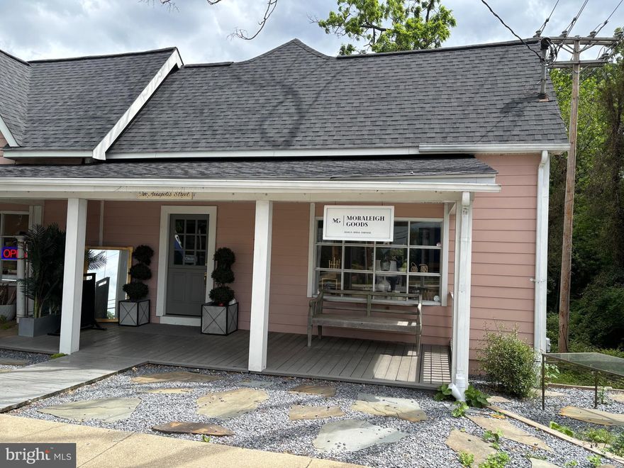 Street level storefront with tremendous visibility at the gateway to the West Annapolis shopping district. Current tenant is in the home decor business and will be vacating by June 30th. See photos of the superior interior finish. Neighborhood has a village type vibe featuring other boutique stores and restaurants with easy access from Rt. 50. Walkable to the Historic District, USNA & Navy Marine Corps Memorial Stadium. 4 other commercial tenants & 2 residential tenants in the adjacent building at 4 Annapolis Street share the rear parking lot. Street level space has approximately 1,200 sf. Lower level has approximately 1,200 sf with direct walkout access to the 30+ space surface parking lot. Tenant pays electric, oil heat, cable and splits the quarterly water/sewer bill with the adjacent tenant...One Petticoat Lane. Landlord pays for grounds & parking lot maintenance, snow, ice & trash removal. Unique opportunity for an existing business requiring quick possession.
