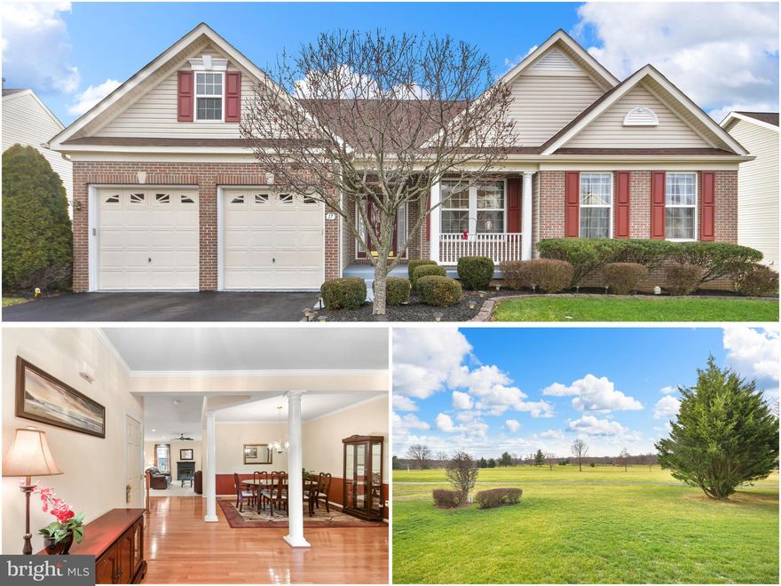 Welcome to 17 Tocati Street, nestled along the 9th hole of Maple Run's public golf course in the serene Jermae Estates—a 55+ community offering picturesque views of the surrounding mountains.

Step inside and be greeted by the warmth of beautiful hardwood floors, bathing the space in natural light. Designed for convenient one-level living, the open floor plan boasts a 4-foot extension at the rear of the home, creating a spacious ambiance. The kitchen is a focal point, featuring a large island, a breakfast nook, and a formal dining room for entertaining.

The main floor hosts three bedrooms, including the primary suite with a generously sized walk-in closet and bathroom with a separate tub and shower. An additional private office space adds versatility to the layout.

For those seeking extra space, the lower level is fully finished, offering a walkout to the backyard, a third full bathroom, and ample storage. The garage floor has been meticulously finished with epoxy for a polished touch.

Don't miss the opportunity to call this beautiful home in Thurmont yours, where comfort, style, and scenic surroundings harmonize seamlessly.