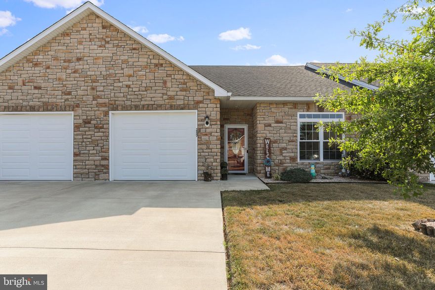 Come tour this 3 bed 3 bath villa in the Locust Hill Golf Course Community today. Inside the front door you will find the first bedroom and bathroom plus the main level laundry room. Further in is the open floorpan kitchen, dining, and living area. Gourmet kitchen features granite counters, seating bar, and stainless steel appliances. Off the living area is your primary suite with large walk-in closet and primary bath featuring a large vanity and tiled shower with glass door. On the second level there is a sitting area, third full bathroom, and third bedroom with additional storage. Lot backs to fairway #2 of the Locust Hill golf course and has a covered back patio and fenced in yard for relaxing or entertaining. This move in ready home is located close to shopping and commuter routes. Schedule you showing today!