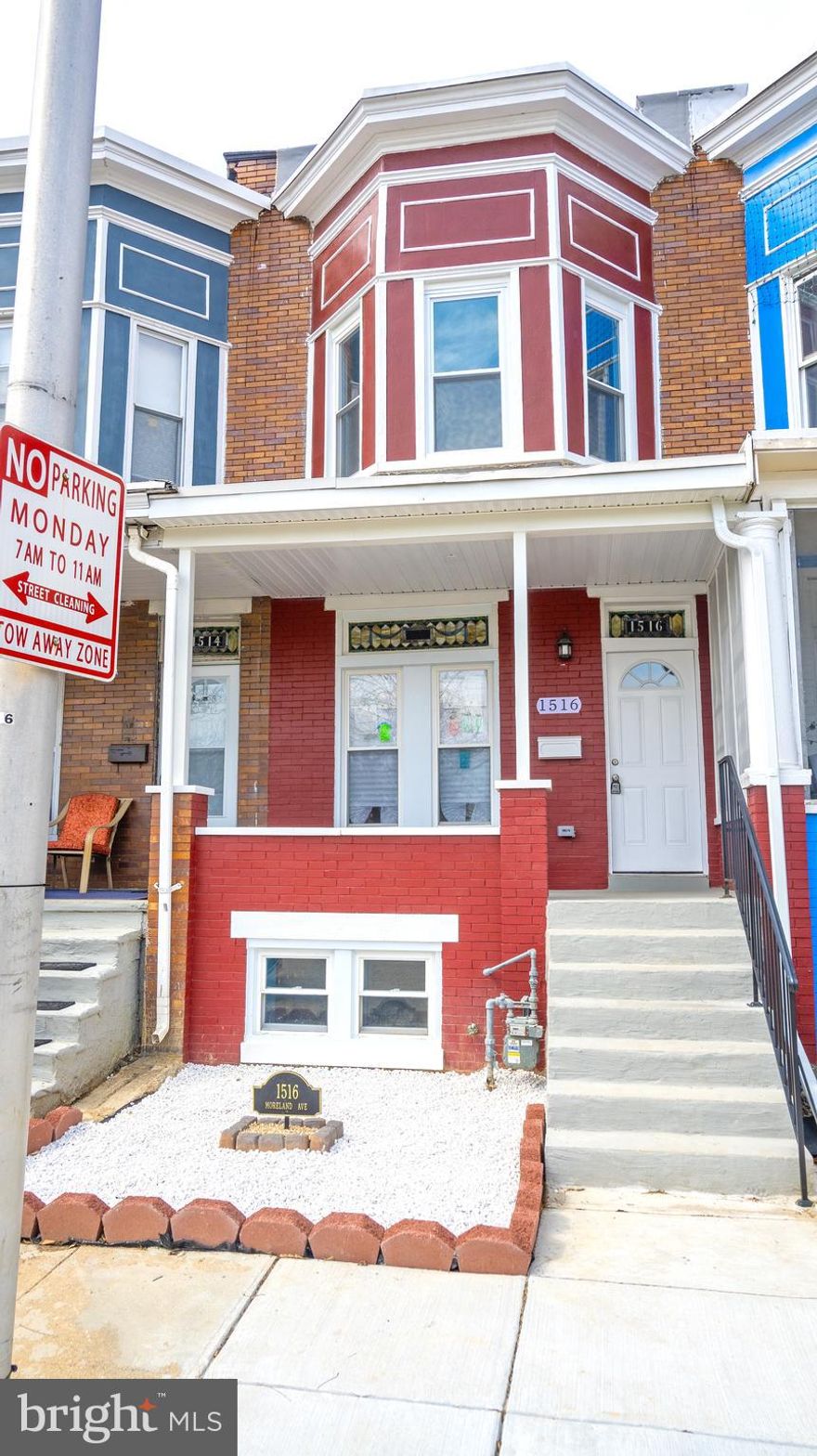 ATTENTION ATTENTION!!! GREAT PRICE IMPROVEMENT!!! FABULOUS HOME ON GREAT BLOCK!!!  Welcome to 1516 Moreland Ave, a tastefully rehabbed townhome on a quiet low traffic dead-end street with a beautiful park on the opposite side of the street. This home features 4 bedrooms, 3 full baths and a powder room on the first floor.  The floor plan is spacious and inviting.  Upon entering this home you are struck by the elegance of the dark oak staircase contrasted by black metal balusters. As you move through the living room toward the dining room, you can feel the integrity and quality of the gleaming dark oak LVT floors with each step. Passing the wraps closet and powder room, you enter the open dining area with enough room for your personal decorating ideas.  The kitchen boasts granite countertops with complementary backsplash and stainless steel appliances. The kitchen is also adorned with soft self-closing cabinet doors and drawers. If you're a sunlight lover or cool breeze lover, the kitchen's sliding glass doors leading to a huge 12'x12' deck  should be right up your alley.   Looking down from the deck you are comforted by the safety and security that the privacy fence will provide. The second-floor sleeping quarters consist of the master bedroom with master bath , 2 additional bedrooms and another full bath. The  4th bedroom is located in the basement where you will also find a spacious entertainment/activity area. The full bath in the basement is gorgeously designed.  You will be fascinated with the illuminated vanity mirror and a tiled shower bench. This home has everything needed for a family to embrace the joy and comfort of being HOME. This is a fabulous home for someone.............Could that someone be you?