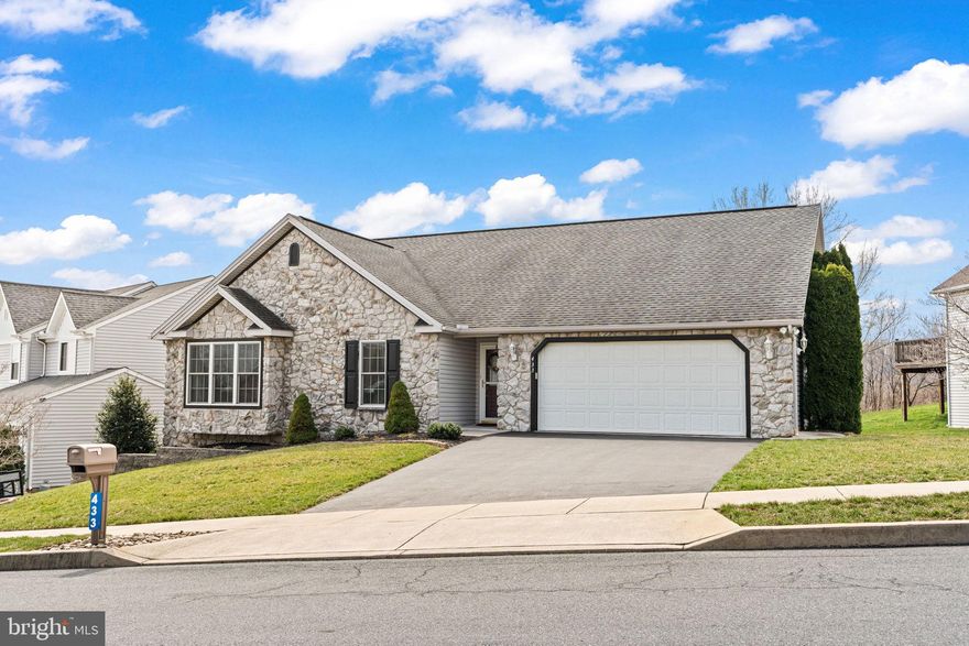 STUNNING 3 BEDROOMS, 3 FULL BATHS, 2100 SQ FT RANCH HOME WITH 2-CAR GARAGE LOCATED IN HIGHLY DESIRABLE FAIRVIEW RIDGE DEVELOPMENT CONVENIENTLY LOCATED OFF OF I-83. YOU WILL FALL IN LOVE WITH THE SPACIOUS OPEN FLOOR PLAN WITH LOTS OF NATURAL LIGHT.  THIS HOME OFFERS A LARGE LIVING ROOM, DINING AREA & GORGEOUS KITCHEN FEATURING QUARTZ COUNTERTOPS, SOFT CLOSE DRAWERS, CHERRY CABINETS, TILE BACKSPLASH, STAINLESS STEEL APPLIANCE PACKAGE & PANTRY.  YOU WILL ALSO LOVE THE IMPRESSIVE OWNER'S SUITE WHICH INCLUDES A WALK-IN CLOSET, PRIVATE BATHROOM WITH WALK-IN SHOWER & PRIVATE DEN/OFFICE.  THE 1ST FLOOR ALSO OFFERS A VERY NICE GUEST SUITE FEATURING A HUGE WALK IN CLOSET & PRIVATE BATHROOM WITH DOUBLE SINK VANITY AND JACUZZI TUB/SHOWER.  THE PARTIALLY FINISHED, WALK-OUT BASEMENT INCLUDES A BEDROOM AND BATHROOM AS WELL AS AMPLE STORAGE & WORKSHOP AREA.  MANY RECENT UPGRADES TO THE HOUSE INCLUDE: NEWER CARPET, AIR CONDITIONER, WATER SOFTENER, NATURAL GAS HOT WATER HEATER, RADON MITIGATION SYSTEM & 2 MINI-SPLIT HEAT PUMPS FOR THE BASEMENT.  ENJOY YOUR MORNING COFFEE & EVENING COOKOUTS ON YOUR SCREENED-IN DECK WITH BEAUTIFUL MOUNTAIN VIEWS!