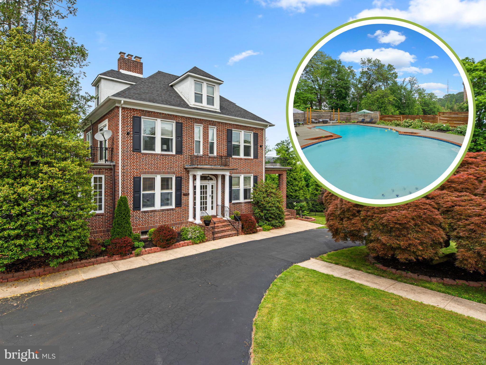 Timeless charm meets modern comfort in this stately all-brick Colonial nestled on a beautifully landscaped half-acre lot in the heart of Catonsville. This 5-bedroom, 4.5-bath home features over 3,800 square feet of finished living space, a circular driveway framed by mature plantings including a stunning Japanese maple, and a 3-car detached garage and an oversized driveway and parking area. Inside, you'll find original hardwood floors, tall ceilings, and classic details throughout with thoughtful renovations throughout.
The living room offers a fireplace and French doors that open to a sunroom with panoramic windows—perfect for year-round enjoyment.The gourmet custom kitchen has a pantry, gas cooking and flows into a breakfast area and formal dining room along with a 1st floor office/den/bedroom with custom built-ins from 1925, while the fully finished lower level includes a spacious rec room, full bath, and loads of storage with a walkup to the yard and even an incinerator (yes, we can tell you the story!). Retreat upstairs to find soaring ceilings, generously sized bedrooms, including a primary suite with an updated bath with a soaking tub and dual sinks and sitting porch, newer flooring, and modern touches throughout, and a fully finished third level includes a laundry room, full bath with walk-in shower, and two bedrooms, including a walk-in closet.
Enjoy dual-zone HVAC, updated electrical, updated water line to the house, and a combination of vintage and updated windows.
Outdoors, your private oasis awaits! Trex decking, covered porches, a 51,000 gallon pool with a diving board area that's 14-15 feet deep, newer pump, and it's surrounded by a fenced yard, a huge patio and pergola area and lush landscaping.
The oversized three-car garage includes a second-story storage area, a finished rec room/office with a separate entrance on the ground level, and plumbing roughing and walls built to easily add a full bath.
Meticulously maintained and move-in ready, this home is a rare blend of historic elegance and everyday functionality—ideal for entertaining, relaxing, or simply enjoying the beauty of the neighborhood. Don’t miss it!
No HOA! Roof '23! Hot Water Heater '22! One of the AC units' '24! Sealcoated Driveway '25!