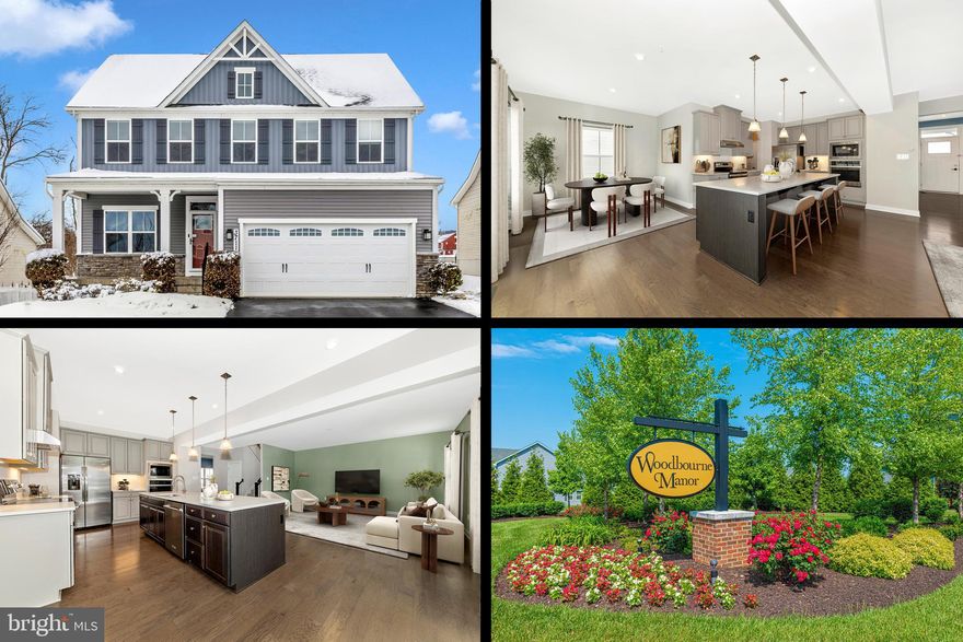 Welcome to this stunning 2019-built Craftsman-style colonial nestled in the desirable Woodbourne Manor community. This impeccably maintained residence offers the perfect blend of modern luxury and serene country living, boasting an open-concept floor plan with soaring 9’+ ceilings and premium finishes throughout. The heart of the home is a gourmet eat-in kitchen featuring a massive center island, upgraded countertops, and sleek stainless steel appliances, all flowing seamlessly into the spacious family room. Gleaming hardwood floors span the main level, adding a touch of timeless elegance and durability to the primary living spaces.
The upper level serves as a private retreat, featuring brand-new carpeting throughout for a fresh, move-in-ready feel. This level is highlighted by a primary suite complete with a generous walk-in closet and a spa-like ensuite bath. Three additional well-appointed bedrooms share a second full bath, and the upper-level laundry room adds a layer of modern convenience. For those seeking even more space, the expansive 1,000+ square foot unfinished basement with natural light and a tankless water heater awaits your custom touch.
Outside, the property truly shines, backing directly to a lush tree line and peaceful open pastures that offer a quiet, pastoral backdrop. Relax on the rear deck or the welcoming front porch and enjoy the tranquility of Jefferson. Complete with an oversized two-car garage and situated just minutes from Frederick and major commuter routes, this home offers the "like-new" construction you desire with the established beauty of Frederick County.