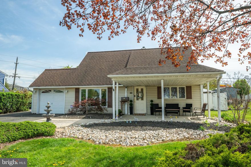 Welcome home to this beautifully updated 4 bedroom home located in the Quincy Hollow neighborhood of Levittown. Offering the perfect blend of comfort, versatility, and great outdoor living this home is ready for you to move right in! You will immediately notice the striking curb appeal as manicured landscaping leads you to your charming covered front porch. Step into your welcoming dining room, highlighted by a unique chandelier and elegant chair rail detailing. The dining space flows seamlessly into your modern eat-in kitchen featuring updated appliances, ample cabinetry, generous counter space, upgraded countertops, and a stunning island with seating accommodation—perfect for casual meals. Continue to your spacious family room, where vaulted ceilings with skylights and large windows fill the space with natural light. A cozy stone fireplace adds warmth and ambiance, while sliding door access leads to your backyard patio—perfect for indoor/outdoor entertainment! Just off the family room, you’ll find a flexible bonus room that can easily serve as a guest bedroom, home office, playroom, along with a dedicated laundry room with a NEW dryer! On the opposite side of the home, the primary bedroom offers comfort and functionality with a ceiling fan and a large walk-in closet. A convenient hall linen/coat closet and beautifully updated full hall bathroom with a stall shower and sleek glass doors completes the main level. Upstairs, you’ll find two spacious bedrooms, both featuring carpeting, ceiling fans and windows for natural light. One bedroom includes a large walk-in closet for added storage. A full hallway bathroom with a tub/shower combo and glass doors serves this level. Step outside to your private backyard oasis showcasing an above-ground pool—perfect for cooling off on hot summer days! Two gazebo-covered patio areas create the perfect setting for gatherings and quiet relaxation and two storage sheds offer plenty of room for all your outdoor essentials. Other recent upgrades include NEW electric heat pump (NO OIL!), NEW Bradford White water heater, NEW 200 amp circuit breakers.  Located close to a variety of shopping and restaurants and near the Levittown Train Station with direct service to Center City and close to the PA Turnpike and I 295 for easy commuting! Neshaminy School District too! Don’t miss your opportunity to see this beautiful home today!