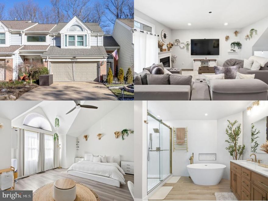 Welcome to 9622 Ridge Avenue, a meticulously cared-for, designer-finished townhome offering four true bedrooms, three and a half baths, and a flexible garage in an unbeatable Fairfax location near Inova Fairfax Hospital, and miles of connecting trails. Step inside to a bright two‑story foyer with updated railings and gray‑stained hardwoods that flow into a spacious, open‑concept main level where a fireside sunken living room, dining area, and recently renovated kitchen create an easy backdrop for both everyday living and entertaining. Sunlight pours in through the rear wall of windows and doors, extending the living space onto an expansive upper deck that comfortably fits a sectional and overlooks treetops and open common area, with a lower deck and walkway providing rare double‑deck outdoor living and direct access to the trail network.  

Upstairs, three generous and stunning bedrooms, with the smallest serving as a charming nursery with a walk‑in closet and the secondary bedroom easily accommodating two beds plus another walk‑in. The vaulted primary suite is a serene retreat with an arched window, sleek flooring, and two separate walk‑in closets both with built in organizers, one measuring 6x6' and the other 6x4'.  A show-stopping spa bath completed about two years ago, featuring tiled walls, a freestanding soaking tub, heated towel rack, bidet with heated seat, luxury rain shower with niche, dual deep medicine cabinets with power, and sophisticated lighting that allows you to tailor the warmth and ambiance. A well‑maintained hall bath serves the secondary bedrooms, attic access with the large attic running above the bedroom level and primary bath to offer excellent storage. Throughout the home, fresh neutral paint, thoughtful lighting, and cohesive finishes mean there is truly nothing to do but move in and enjoy.  

The walkout lower level was intentionally designed to feel like a bright family room rather than a basement, with high ceilings, “polar white” walls, updated flooring, and a modern fan‑light fixture anchoring a media-ready space currently set up as a theater-style playroom and office.  A private fourth bedroom with two full egress windows, giving flexibility for guests, or multi‑generational living; a semi‑renovated full bath with new vanity serves this level. Beyond the finished spaces, an exceptionally deep storage area, under‑stair storage, and a large laundry room offer room for organization, or hobbies, while a newer water heater and recently serviced HVAC and dryer vent provide peace of mind.  

Outside curb appeal with modern black stone, thoughtfully placed shrubs, and a private front walkway  distinguishes this home. In back, the sturdy deck system, cleared trees, and wooded backdrop create a private, low‑maintenance setting. The converted two‑car garage is currently an insulated home gym with fans, and storage behind the curtain wall.

Perfectly positioned in a “hidden gem” enclave of Fairfax, this move‑in‑ready home combines rare square footage, four-bedroom functionality, and thoughtful upgrades make 9622 Ridge Avenue an exceptional opportunity for buyers seeking style, convenience, and long‑term value.