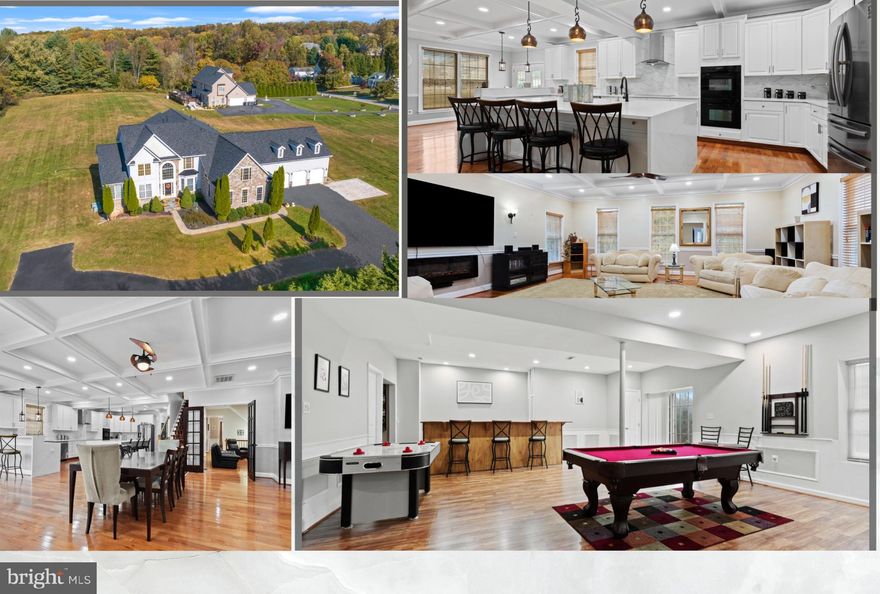 Welcome to this exquisite 2003 stone front colonial home, boasting almost 8,400 square feet of living space spreading across three levels of architectural excellence. With two owner's suites, one conveniently located on then main level and another one on the upper level. As you step inside, you'll be impressed by the incredible inviting setting boasting natural light, nine-foot ceilings trimmed with crown molding on first and lower levels, gleaming hardwood floors throughout the main level, a living room where you can enjoy reading your favorite author, a formal dining room with a powder room on the west side of the home and another powder room on the east side next to the garages. Stunning two level family room with coffered ceilings, wainscots, and dramatic stone fireplace. A fabulous game room with coffered ceilings on this same level, perfect for entertainment. A mud room next to the laundry room takes you to the 3-car garage. The heart of the house welcomes you with an open floor plan. Embrace your inner chef gift and awaken your culinary joy creating memorable gatherings and entertainment to your guests in the amazing kitchen with 42" cabinets, hood, with a huge quartz waterfall island, a second family room/breakfast room with gas fireplace and sliding doors leading to a huge two tier TREX deck. On the upper level, six additional bedrooms including a 2nd owner's suite. The serene owner’s suite offers tray ceilings with accent lights, unfolds a separate sitting area and a luxury bathroom with soaking tub, separate shower and huge walk in closet. The lower level features a restaurant style bar, gym, billiards area, movie room, 8th bedroom , and another flex room for entertaining and walk out through sliding doors.  SEE VIRTUAL TOUR
Extensive $450,000+ renovations. Updates include: Roof (2023), Coffered ceilings (2022), Kitchen renovation (2022), Addition (2010), Well pumps and filtration system (2024), New HVAC (2025).