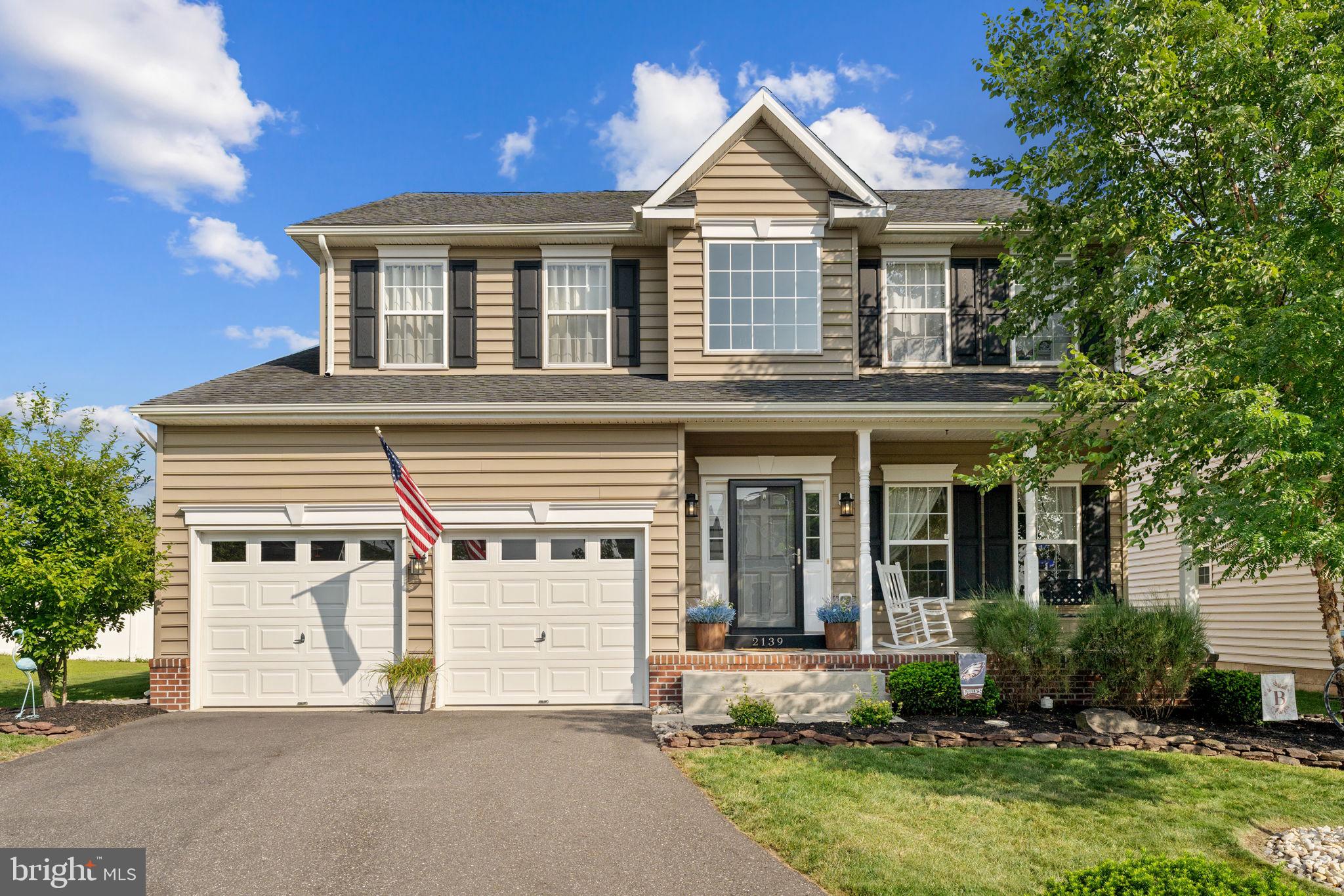 Beautiful open space backyard must see!
One look is all it will take to know you’ve found your home at 2139 Larkspur Ct. This 2015 built, immaculately kept, 2228 sq ft single family home, is located in the picturesque town of Pennsburg. Walking through the front door you are met with a vaulted ceiling foyer with natural lighting streaming throughout from the grand 2nd story window. The open first floor plan leads you into a spacious living room with hardwood flooring that extends into a chef’s dream of a kitchen. With a gas range, large cabinetry, center island, dining area, and sliding glass doors to the landscaped back yard, the kitchen is designed to bring everyone together whether for family dinner or hosting the next dinner party. A half bath and separate laundry area complete the first floors boastful living space. A stately hardwood staircase leads you upstairs to 4 large bedrooms and 2 full baths, including a master suite with double sink, stand-alone shower, and soaking tub which grants you a restful respite at the end of a long day. The fully renovated basement, currently being used as a home gym, also holds the 5th bedroom, which could be used for guests or transformed into a private home office. This beautifully maintained home needs no sweat equity and only requests you to unpack, unwind, and make yourself completely at home.