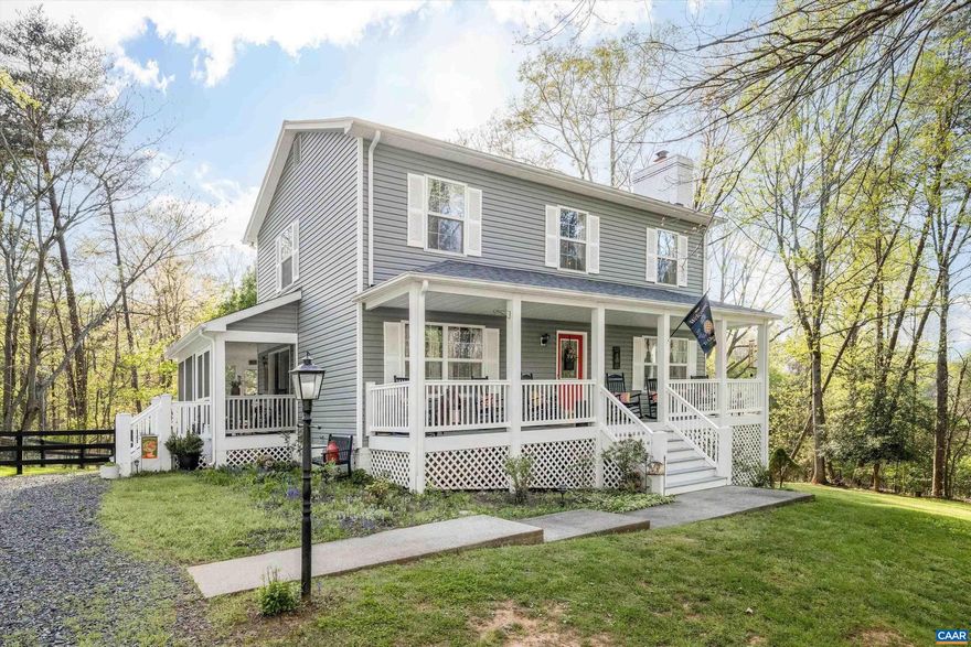 Welcome to this stunning home nestled on a picturesque two-acre lot in beautiful Barboursville, VA. Built in 1992 and lovingly maintained by its original owners, this is the first time the home has been offered on the market. Surrounded by mature trees and lush landscaping, the property offers peace, privacy, and timeless charm. You'll love the fenced yard, perfect for pets or gardening, along with the spacious screened-in porch and covered front porch?ideal for relaxing or entertaining. Inside, the main level features a cozy living room with a gas fireplace, a formal dining area, and a well-appointed kitchen with direct access to the porch. A main floor bedroom and full bath (currently set up as a TV room) offer flexibility for guests or a home office. Upstairs, the primary suite includes an ensuite bath and walk-in closet, along with two additional bedrooms and a bonus office space. The walk-out basement is unfinished and ready for your vision. With a new roof installed in 2019 and located just one mile from scenic Preddy Creek Park and trails, this one-owner home is a rare find that perfectly blends comfort, nature, and convenience.
