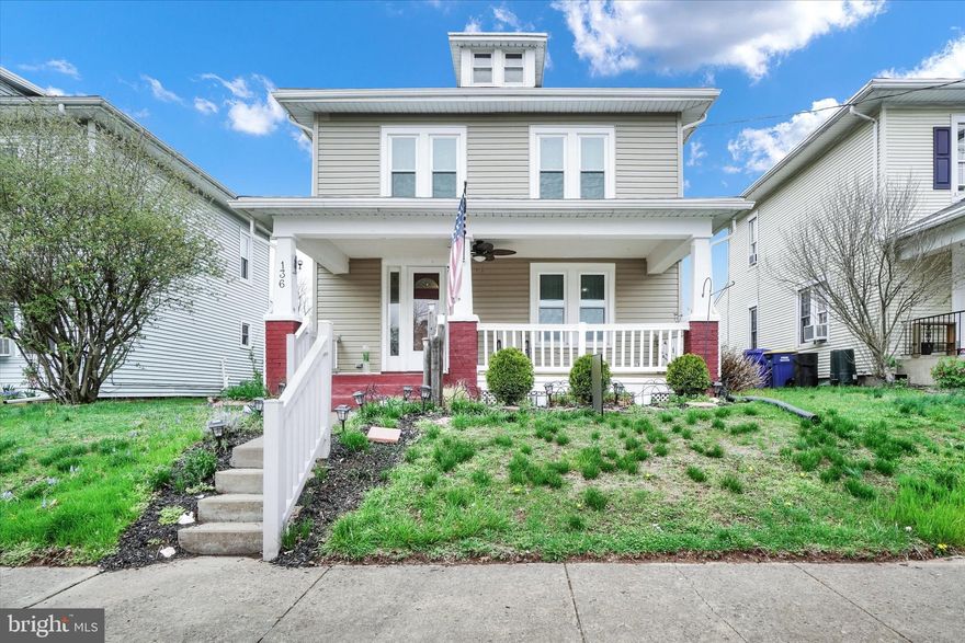 Thank you for considering 136 South 3rd Street in Mount Wolf. This charming detached Colonial home, featuring two and a half stories, has been lovingly maintained and lived in for many years. Recent updates include vinyl siding, newer windows, and a complete roof replacement, including a rubber roof. The home also boasts a cozy covered front porch and a rear patio for outdoor enjoyment.  The main floor offers a spacious living room, dining room, kitchen with a breakfast area, and a comfortable rear den. On the second floor, you'll find three bedrooms and a full bathroom. New vinyl windows were installed, and all the roofing was updated in 2021. The basement provides ample storage space along with a workshop area, and the washer, dryer, and refrigerator are included. The home is equipped with a Bryant Plus 90 gas furnace and a gas water heater. In 2023, new stairs were added to the second floor for added stability. The property also features 100 amp electrical service. The seller is flexible and open to settlement between May 7th and May 31st. Additionally, the front door sidelights will be replaced prior to settlement. This home offers excellent value, with its size, upgrades, and price point, making it a rare find!