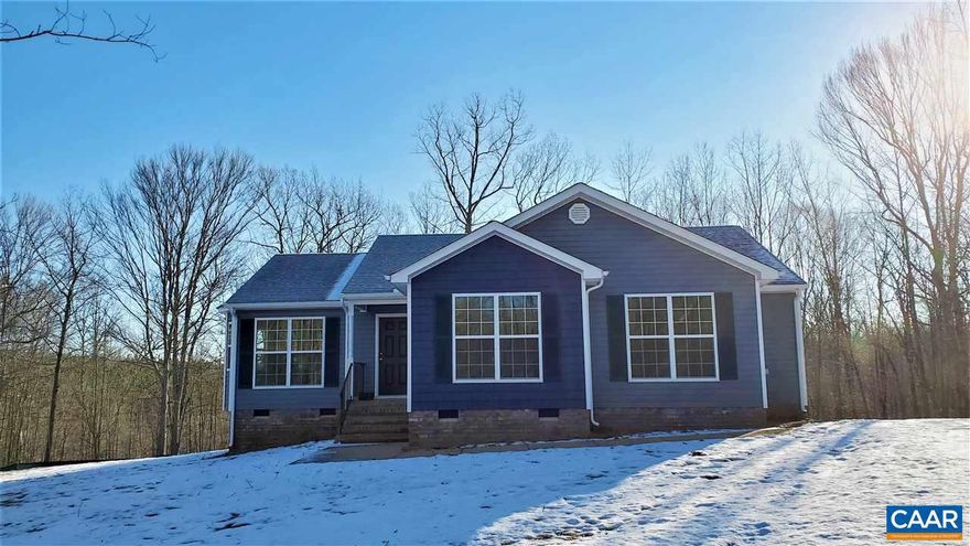 To Be Built in Louisa located 10 minutes to 64 and 250. STILL TIME TO MAKE SELECTIONS! This one level ranch home, sited on 3.73 acres, offers an open floor plan with laminate flooring, upgraded kitchen with Tier 2 kitchen cabinets, 36" wall cabinets with crown molding, stainless appliances, granite countertops, 2x8 island with overhang, extra LED lights in the great room, french doors leading to the 12x12 rear deck, primary bedroom with ceiling fan, primary bath with double bowl vanity and 5' shower, adult height toilets, LED lights in the 2 additional bedrooms, convenient laundry and pull down attic for storage. Craftsman style front door and shutters and black gutters for added curb appeal. Late spring completion. Ask how you can receive $7,500 in Seller Paid Closing Costs.  Photos are of a similar Leesburg model.,Granite Counter,Wood Cabinets