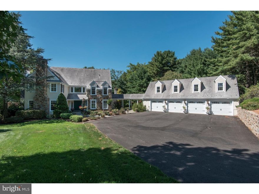 Rare is the home that owes its original and unique design to the iconic Ann Capron, then blends in today's lifestyle upgrades, and has the land and the privacy so difficult to find at any price, in any location.  1225 Heather Knoll Lane in Media, is such a place, and captures the uniqueness of a beautiful structure while offering a visually, texturally and functionally welcoming home.  Mixing a variety of materials and exceptional craftsmanship, the home's generous proportions lend a surprising intimacy matched by the privacy of the acreage.  The particulars:  The interior dimensions vary by source: apx. 5,000 sq. ft., with between 4-5 bedrooms based on use, and 4 full and one to three half baths (the last, a Jack-and-Jill configuration), with 9' ceilings throughout. A unique Farmhouse/Colonial style, a 2-story center hall with a handmade floor is at the entry, beyond which are a Powder Rm, Study, Dining Rm, Living Rm, Breakfast rm and Kitchen with high-end appliances, and the appropriately named Great Room, with a fireplace that encompasses an entire wall. A mudroom, laundry rm, and 3-season Sun porch finish the first floor.  A grand staircase takes you to the second floor where three of the bedrooms are located, each en suite. The Main Bedroom Suite is simply incomparable, sparkling with daytime sunlight, and in the evening, casts a glow from the fireplace; the private Bath is simply beyond description and rivals the best ever seen.  The closet in the main bedroom takes "walk-in closets" to a whole new level, with closets within the closet, and a private deck.  Each of the two additional bedrooms upstairs are lovely and light-filled, and have their own full bath.  The lower level is a walk-out, fully finished with a spacious recreation room with fireplace, a bedroom or two, and a Jack-and-Jill bath. The Sun porch overlooks the expansive multi-level slate and Brazilian Ipe wood decks, with entertainment areas that accommodate over a hundred people, and overlook the lush professionally landscaped grounds with breathtaking views of the enchanting pond, fountain and gazebo.  The car enthusiast will be thrilled with the detached 4-bay garage with powder rm, and the artist or in-laws can secret themselves away in the massive 2nd floor of the garage, waiting to be finished.  The story of this enchanting home is still being written.  Whatever your lifestyle, whatever your story, 1225 Heather Knoll will help you create the next chapters of yours.
