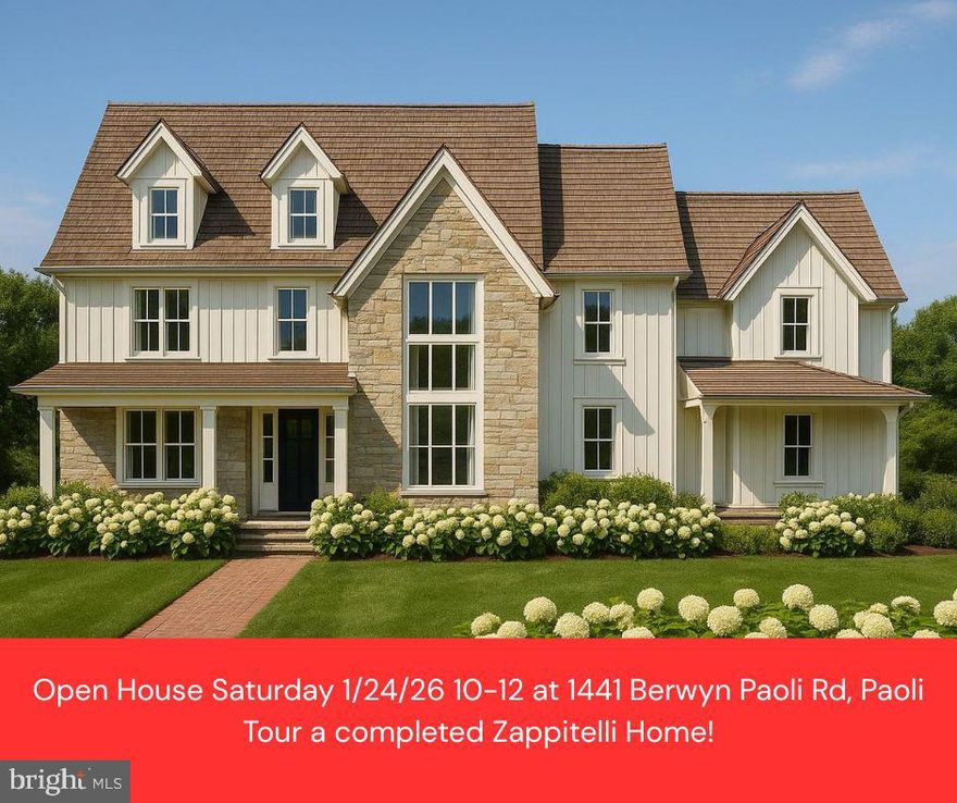 Don't miss the FINAL HOMESITE at Timber Mill! Zappitelli Homes is a custom homebuilder dedicated to bringing your vision to life—whether you want to design your dream home from the ground up or choose from one of our expertly crafted and well-loved floorplans. 
Timber Mill is our newest private enclave of 5 homes nestled on over 1 acre in West Chester. The Sarto is a thoughtfully designed, custom-built home that blends timeless European charm with modern comfort, all set on over one acre in a serene location in West Chester. Combined with construction excellence and extensive included luxury features, this home will exceed your expectations. 

From the moment you walk in, it’s clear this home is built to a higher standard. You’ll find over 4,400 square feet of carefully planned living space, with the potential to expand to more than 5,700 square feet in a smart layout designed for both everyday living and entertaining.

The main level features wide open spaces, high ceilings including a two-story family room, and tons of natural light. The gourmet kitchen is a standout with top-tier appliances, 42” custom cabinetry with crown molding, and stunning quartz or natural stone countertops. Best of all, this home comes with built-in allowances for flooring, lighting, cabinetry, and more—so you can choose the finishes that match your style without the typical upgrade charges.

Upstairs, the primary suite is your private retreat, complete with spa-style bath with wet room, large walk-in closets, and enough room to truly unwind. You’ll also find three more bedrooms, including a guest suite with a private bath and a shared Jack-and-Jill layout between two others. Need more space? The two-story family room can easily become a fifth bedroom, home office, or playroom. There’s even the option to add a first-floor bedroom suite, perfect for guests or multi-generational living.

Outside, you’ll enjoy the peace and privacy that comes with one acre + homesites. Whether you're looking to add a pool, garden, or custom outdoor entertainment space, you’ll have the room to do it all. 

Located minutes from downtown West Chester, you’re close to everything—from great restaurants and shops to local parks, walking trails, and highly rated public and private schools including Malvern Prep, Notre Dame Academy, and The Episcopal Academy.

This home isn’t just a new build—it’s a high-quality, customizable property that offers all that you've been looking for without all the upcharges.  If you’ve been searching for a home that offers space, craftsmanship, and flexibility in one of Chester County’s most desirable locations, this is it. GPS - 301 Reservior Rd, West chester