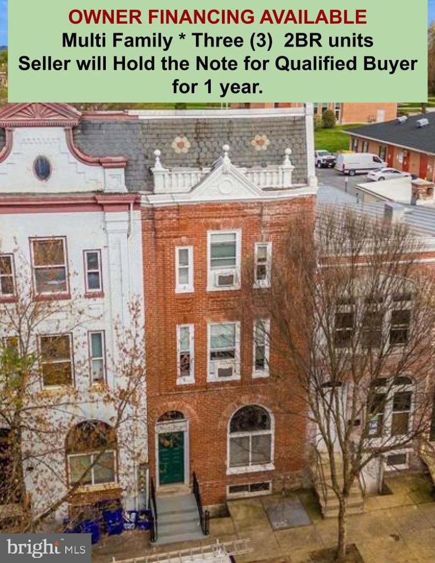 Stunning Fully Remodeled Downtown Frederick Multi-Family!
Seller will hold the note for 1 year to qulified buyer.   This beautifully updated 3-level, 3-unit property blends modern comfort with historic charm. Featuring brand-new central A/C, all new electrical including electric panels, exposed brick accents, and luxury vinyl plank throughout, each unit offers an inviting, stylish living space. The kitchens and bathrooms have been tastefully remodeled with contemporary finishes while preserving the warm character of the home.
Bright, open layouts, high ceilings, and thoughtfully selected upgrades make this property stand out. Each unit includes its own in-unit washer & dryer, adding convenience and value for tenants or owner-occupants.

The home also features an unfinished basement with great potential and a huge backyard with amazing possibilities—perfect for expansion, outdoor living, or future value-add opportunities.
Located just steps from Frederick’s vibrant shops, restaurants, and Carroll Creek, this turnkey multi-family is ideal for investors or owner-occupants seeking downtown convenience and timeless appeal.